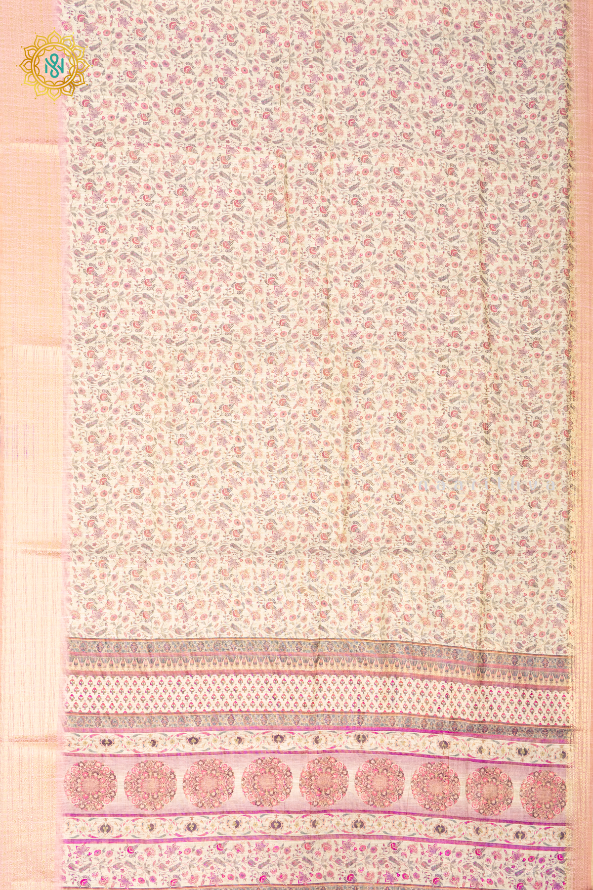 OFF WHITE WITH PEACHISH PINK  - LINEN TISSUE