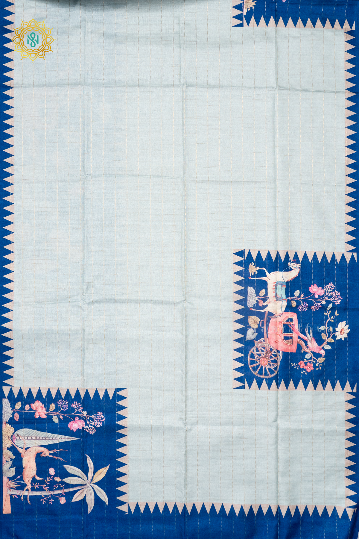 AQUA BLUE WITH BLUE - SEMI TUSSAR