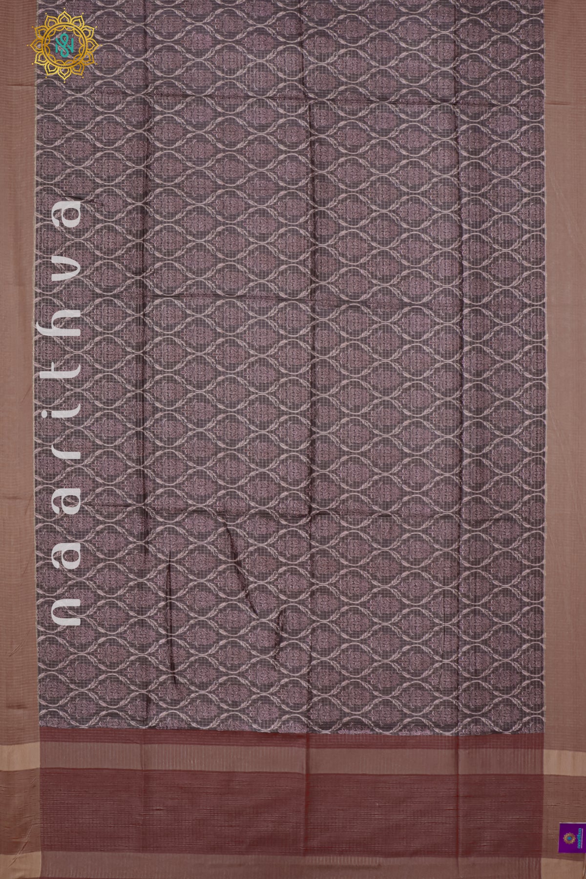 ELEPHANT GREY WITH MAROON - SEMI TUSSAR SILK