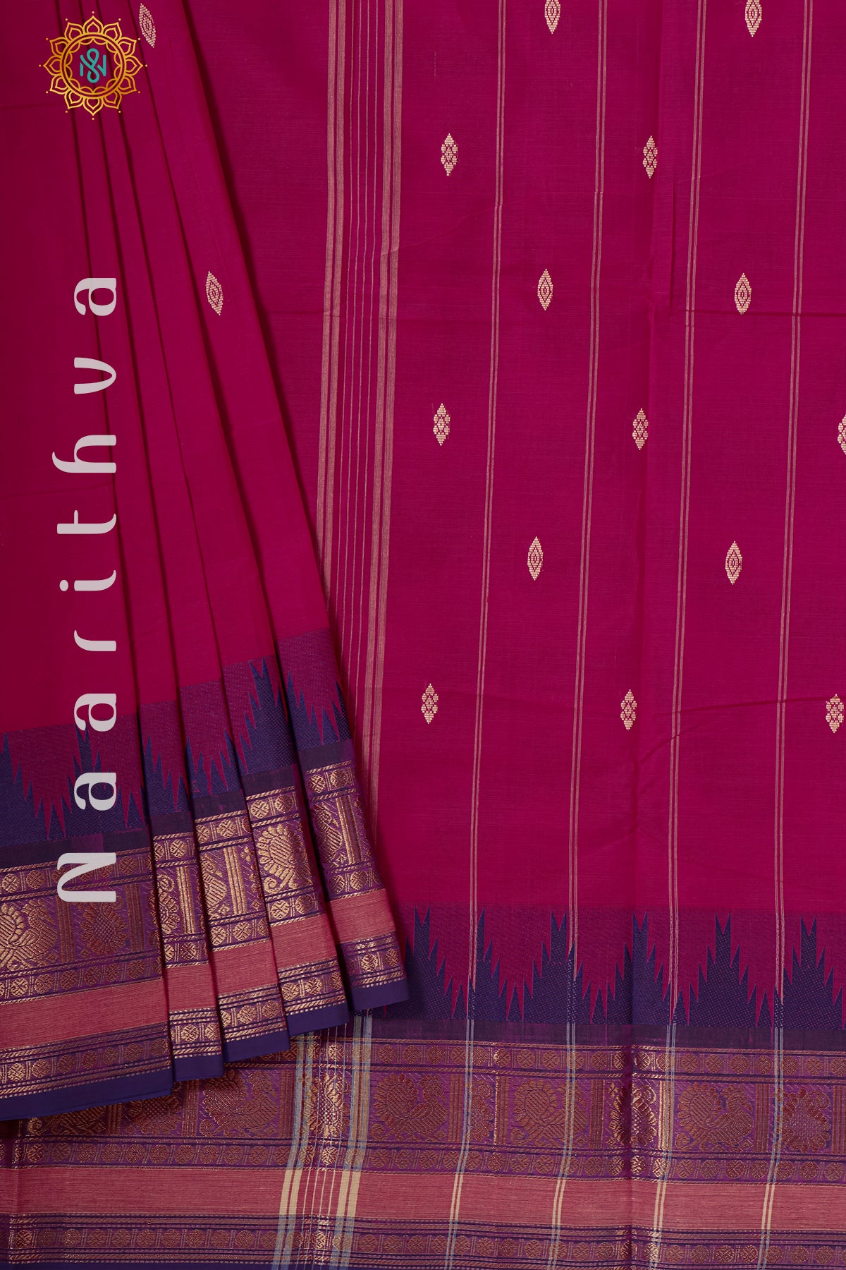 PINK WITH BLUE - CHETTINAD COTTON