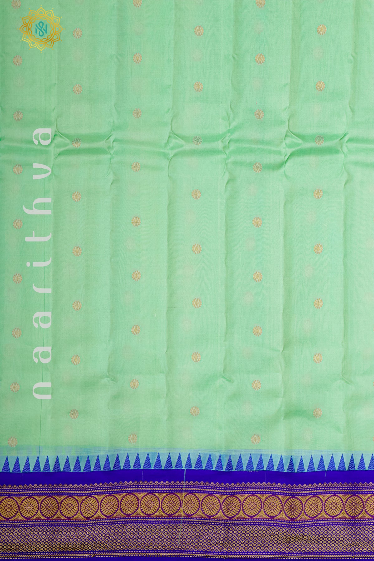 AQUA GREEN WITH BLUE - PURE GADWAL SILK