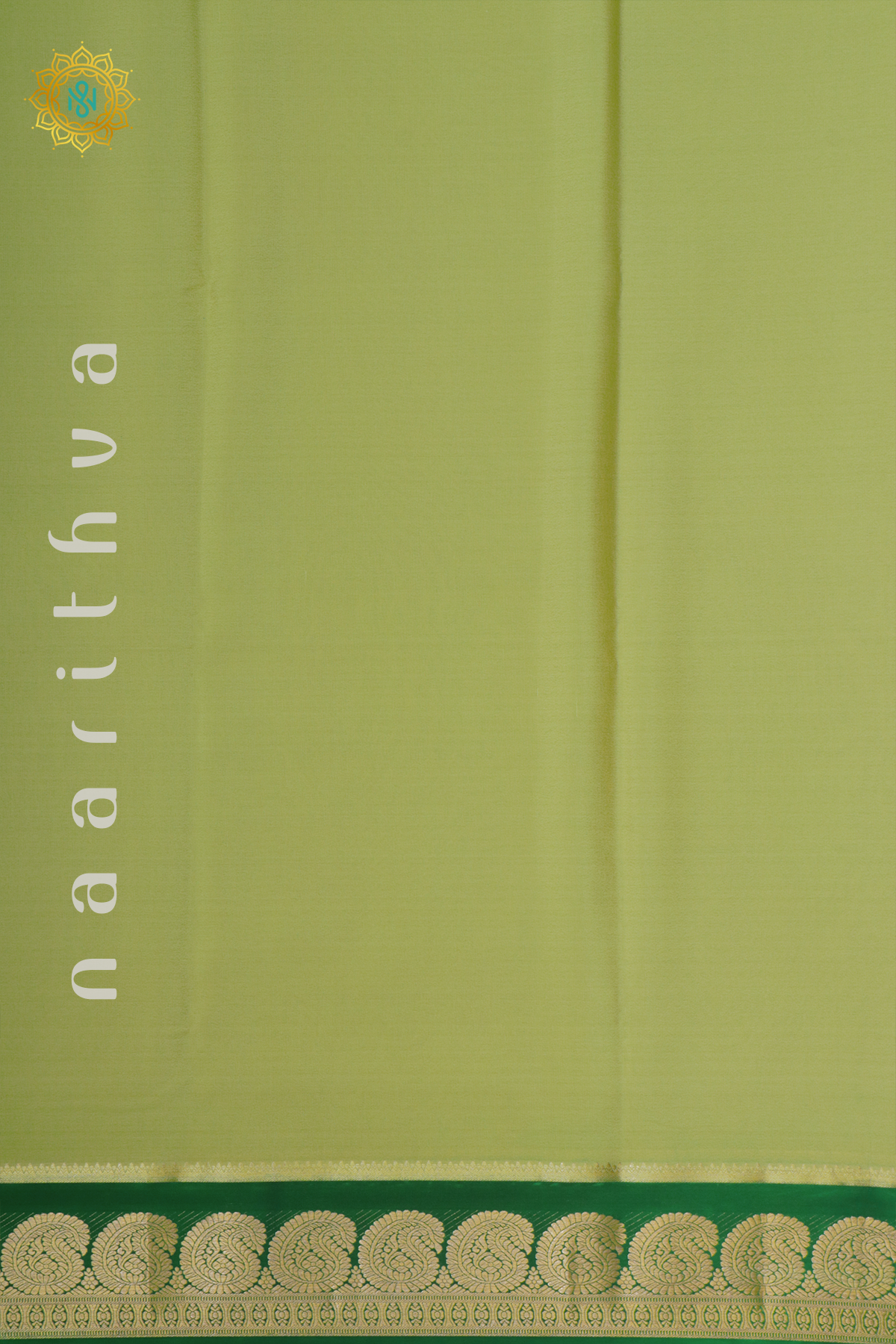 PISTA GREEN WITH BOTTLE GREEN - PURE MYSORE CREPE SILK