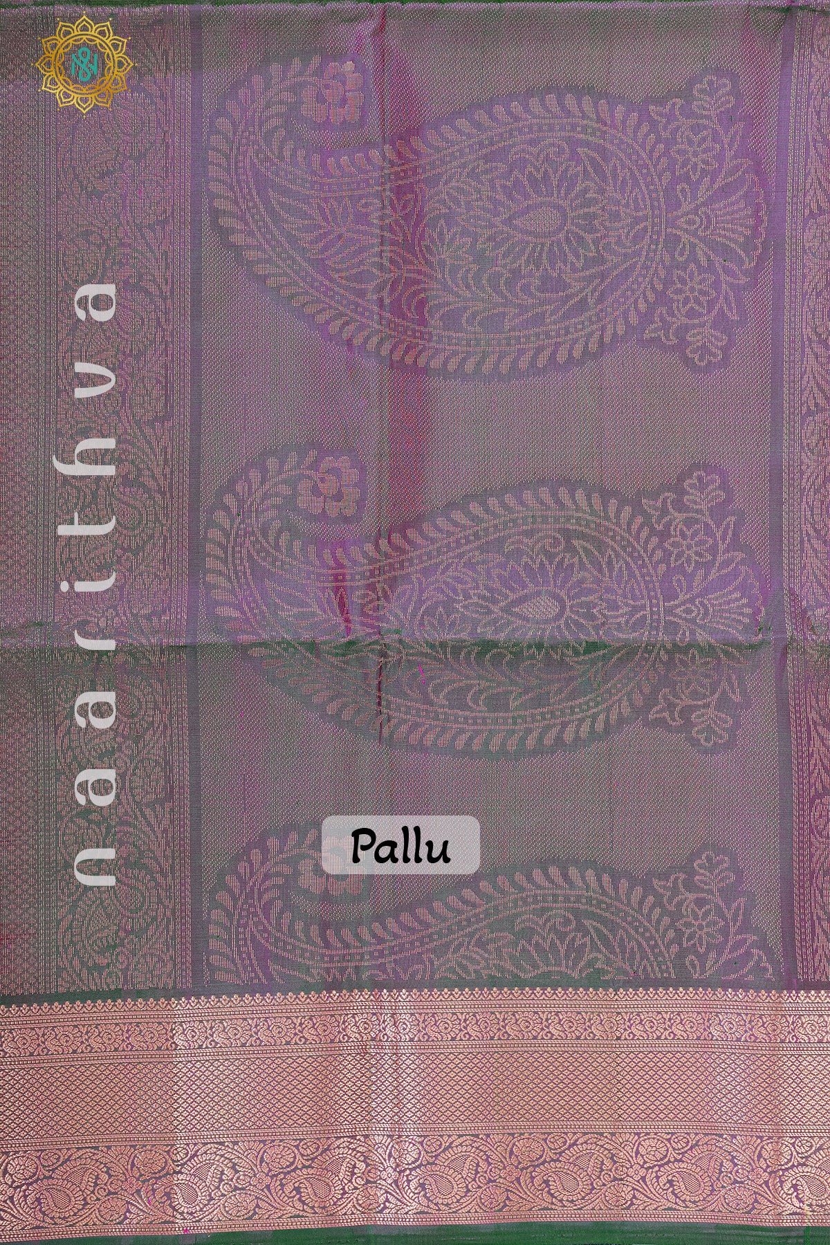 PINKISH ORANGE WITH DUAL SHADE OF GREEN - PURE KANJIVARAM SOFT SILK