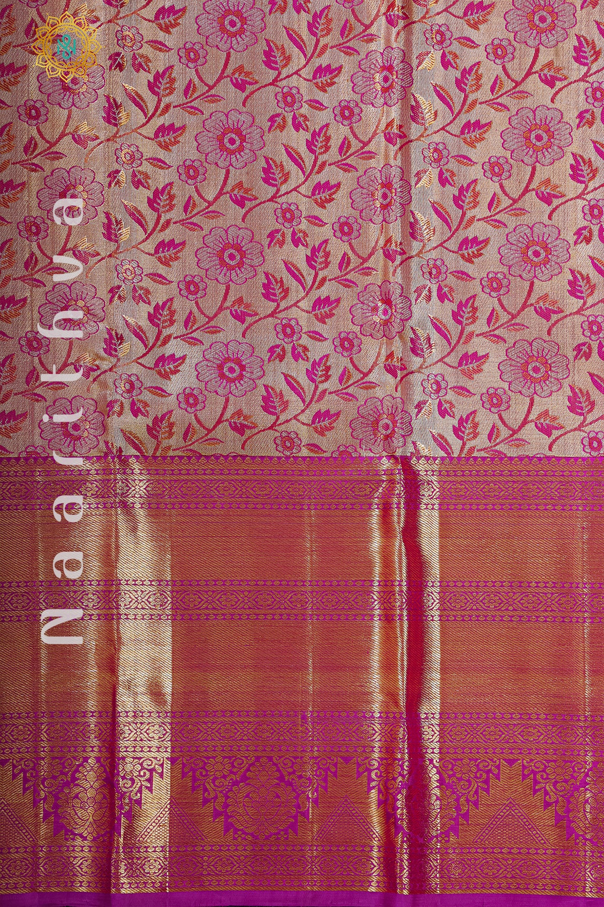 GOLD TISSUE WITH MAGENTA - PURE KANJIVARAM SILK