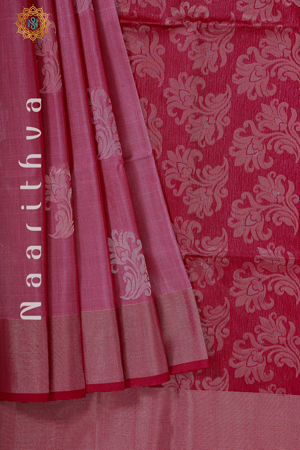 ROSE PINK WITH MAROON - SILK COTTON