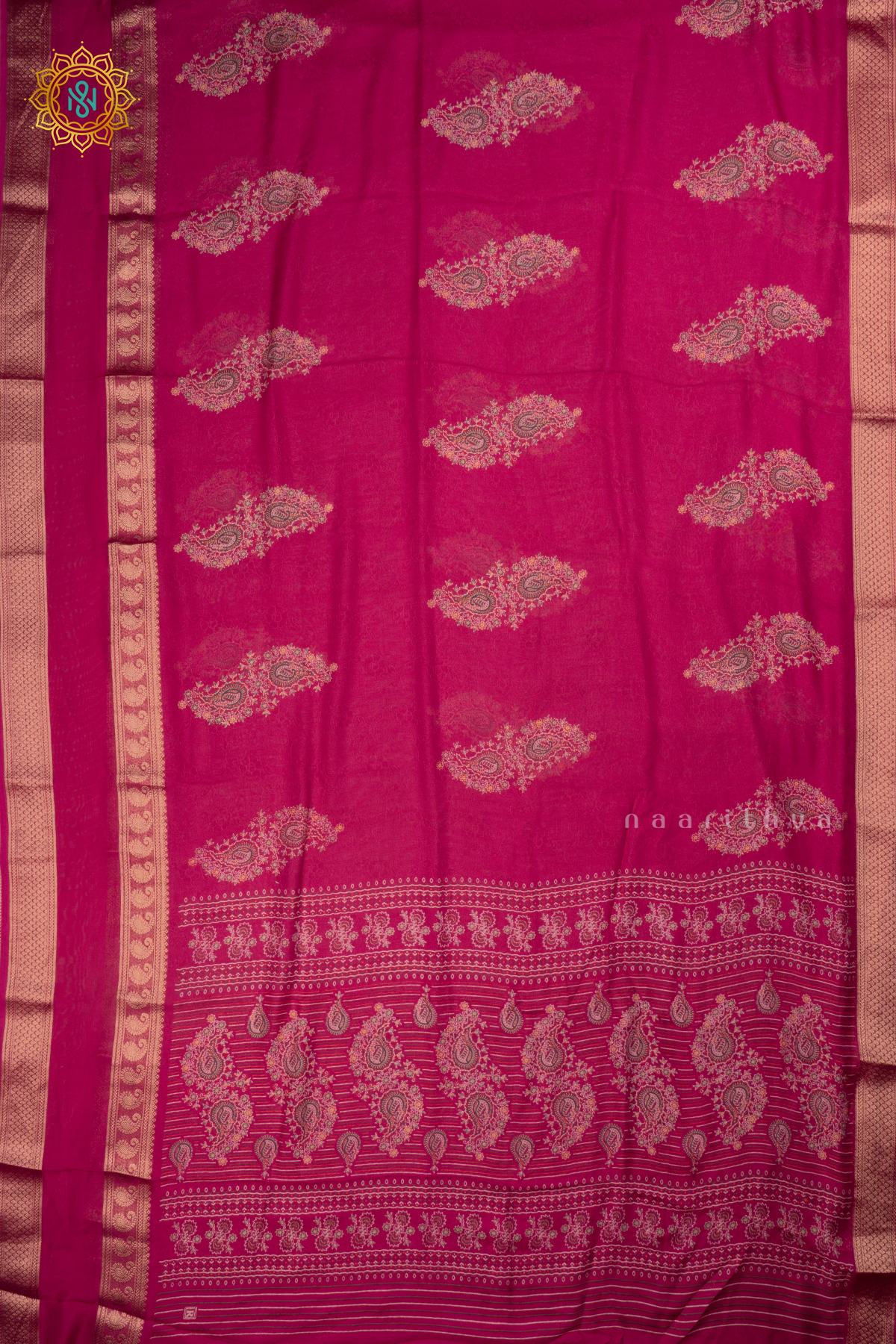 PINK - SEMI GEORGETTE SAREE WITH PRINTED BODY AND ZARI GAP BORDER