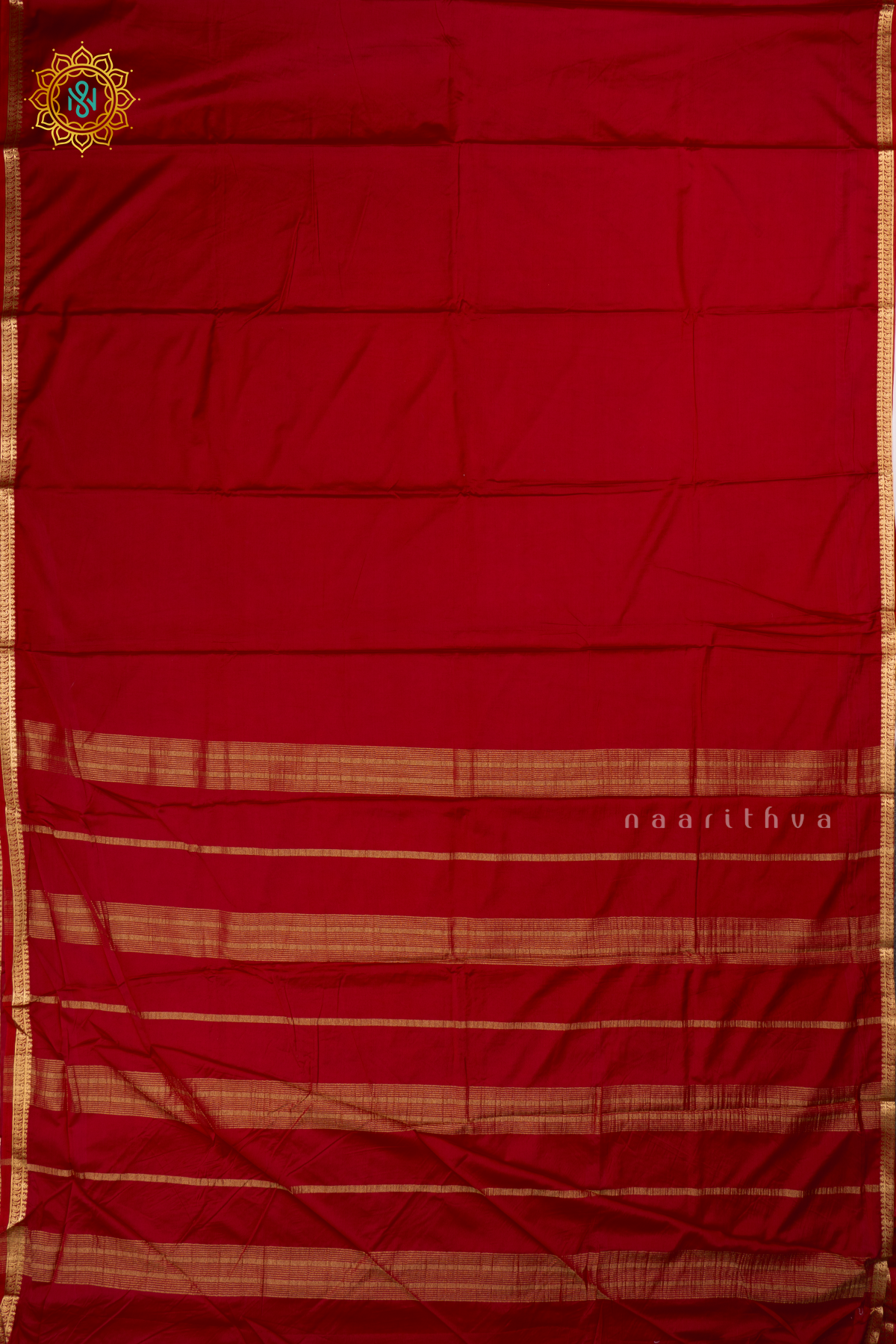 RED - SEMI MYSORE CREPE SILK PLAIN BODY WITH ZARI BORDER, PALLU & BLOUSE