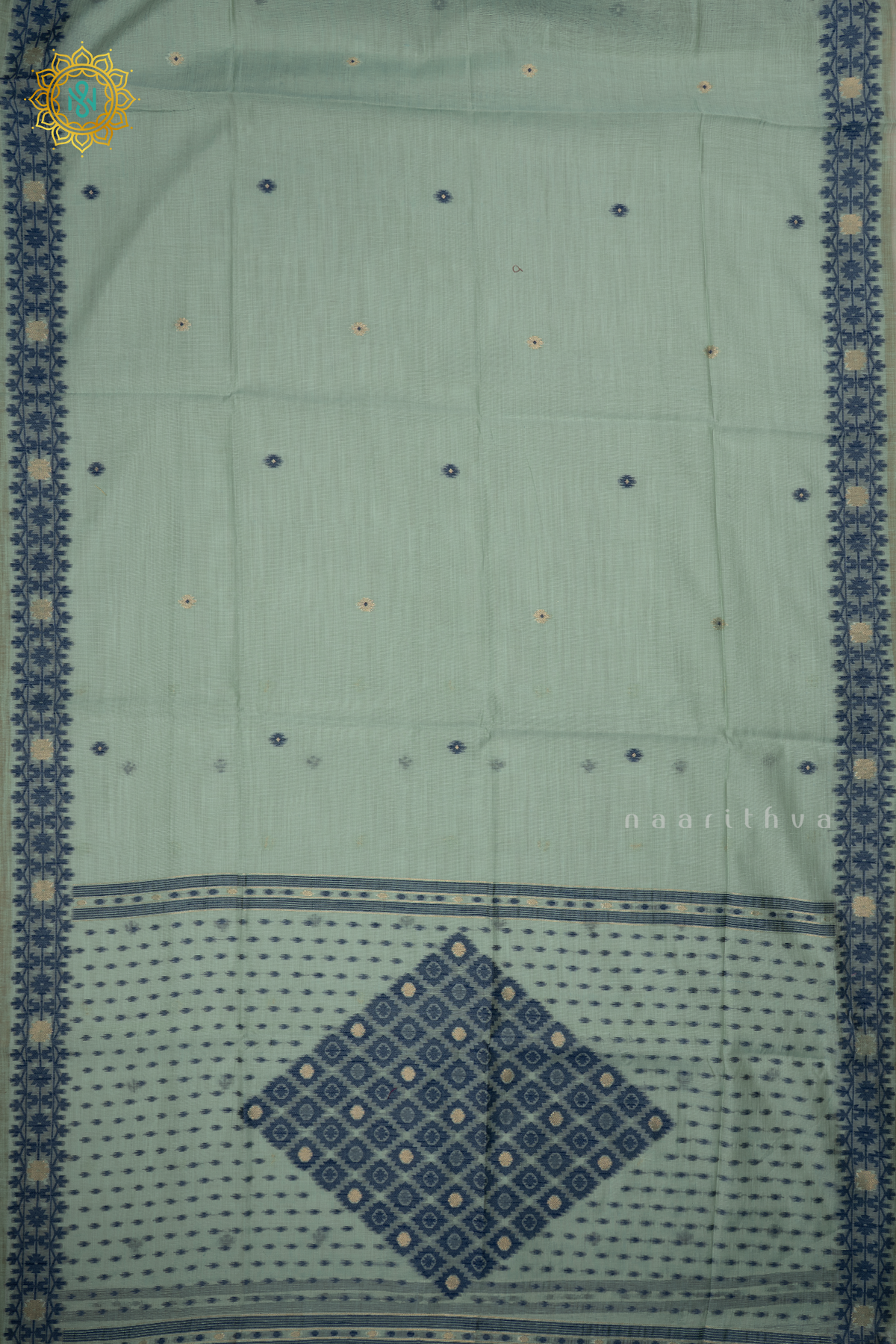 PISTA GREEN WITH BLUE - MOONGA COTTON