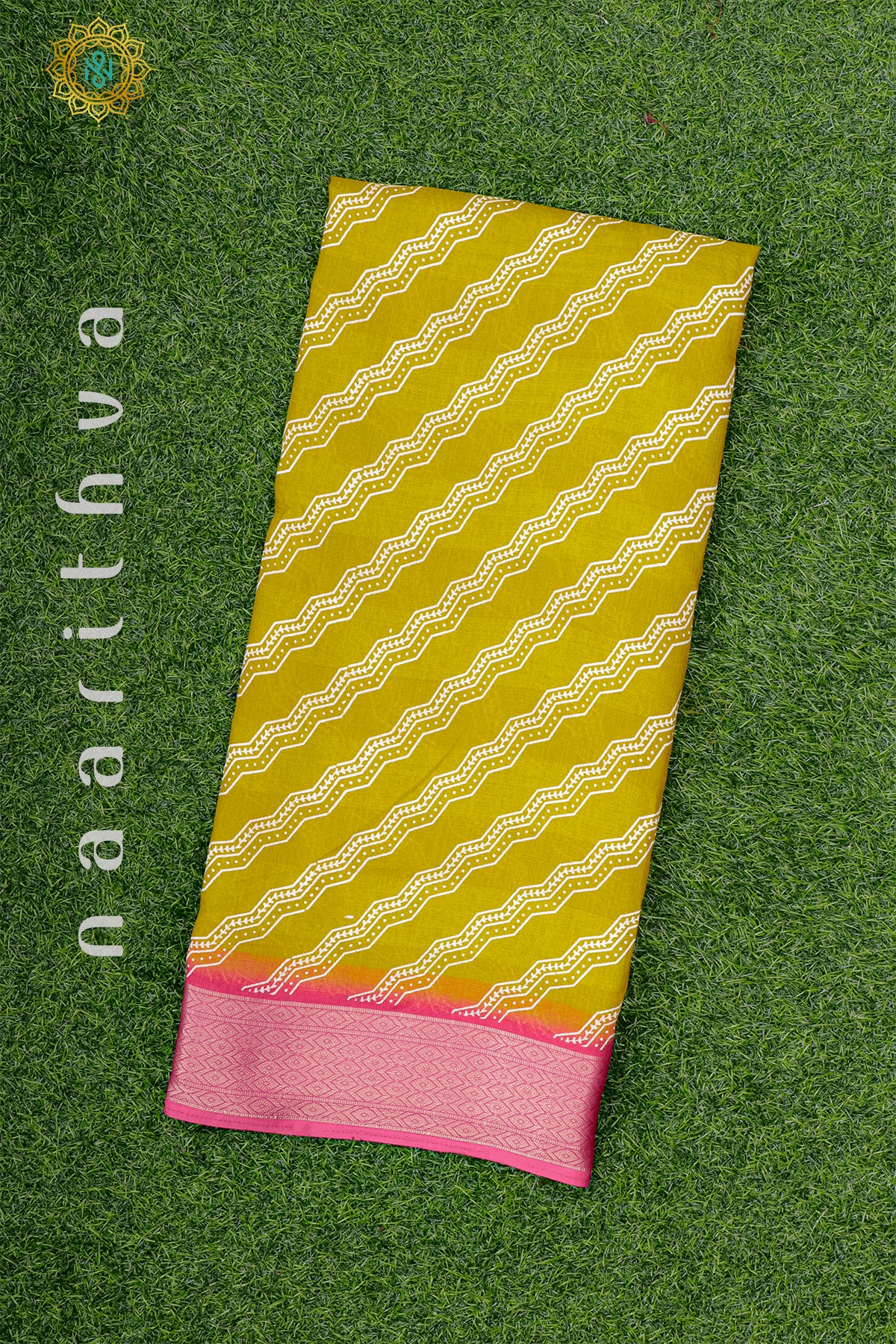 MUSTARD WITH PINK - SEMI GEORGETTE