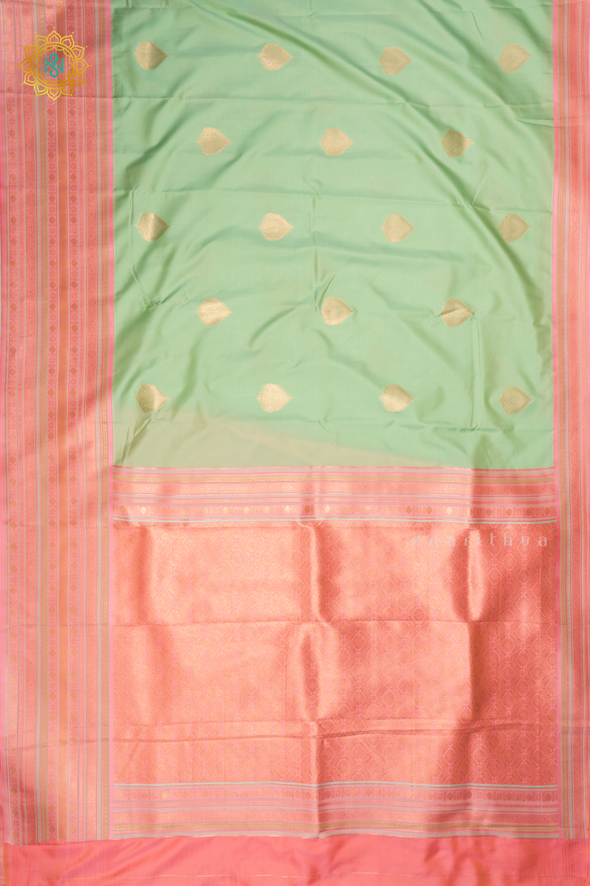 PISTA GREEN WITH RANI PINK - SEMI KANCHI