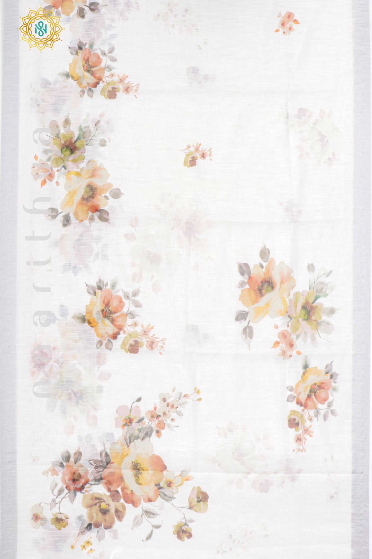 WHITE WITH ORANGE - LINEN BY COTTON