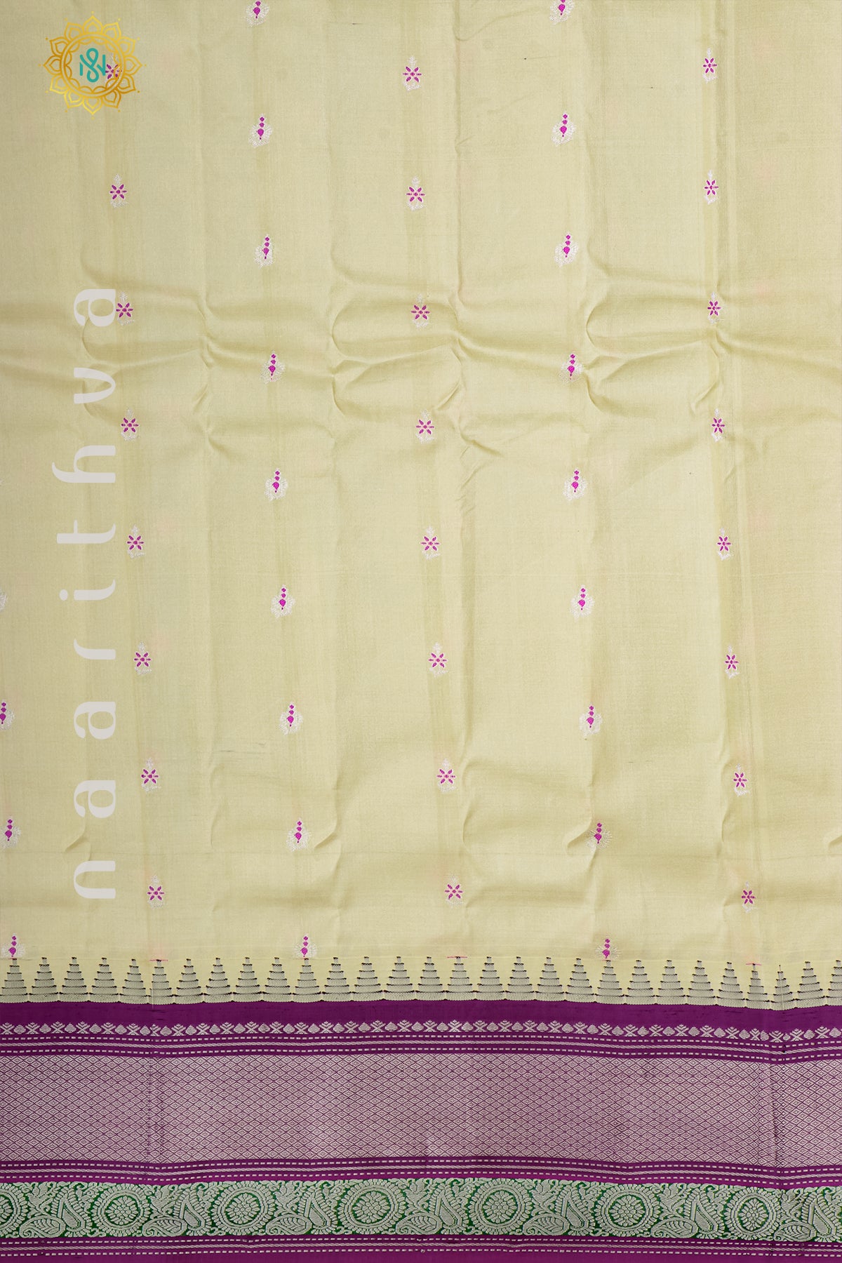 OFF WHITE WITH PINK - PURE GADWAL SILK