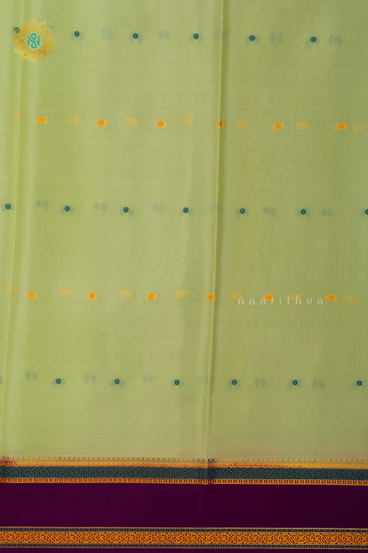 PISTA GREEN WITH MAGENTA - PURE MYSORE CREPE SILK