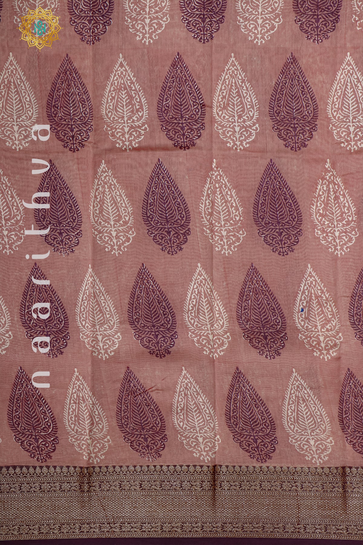 PEACH WITH MAROON - CHANDERI SILK COTTON