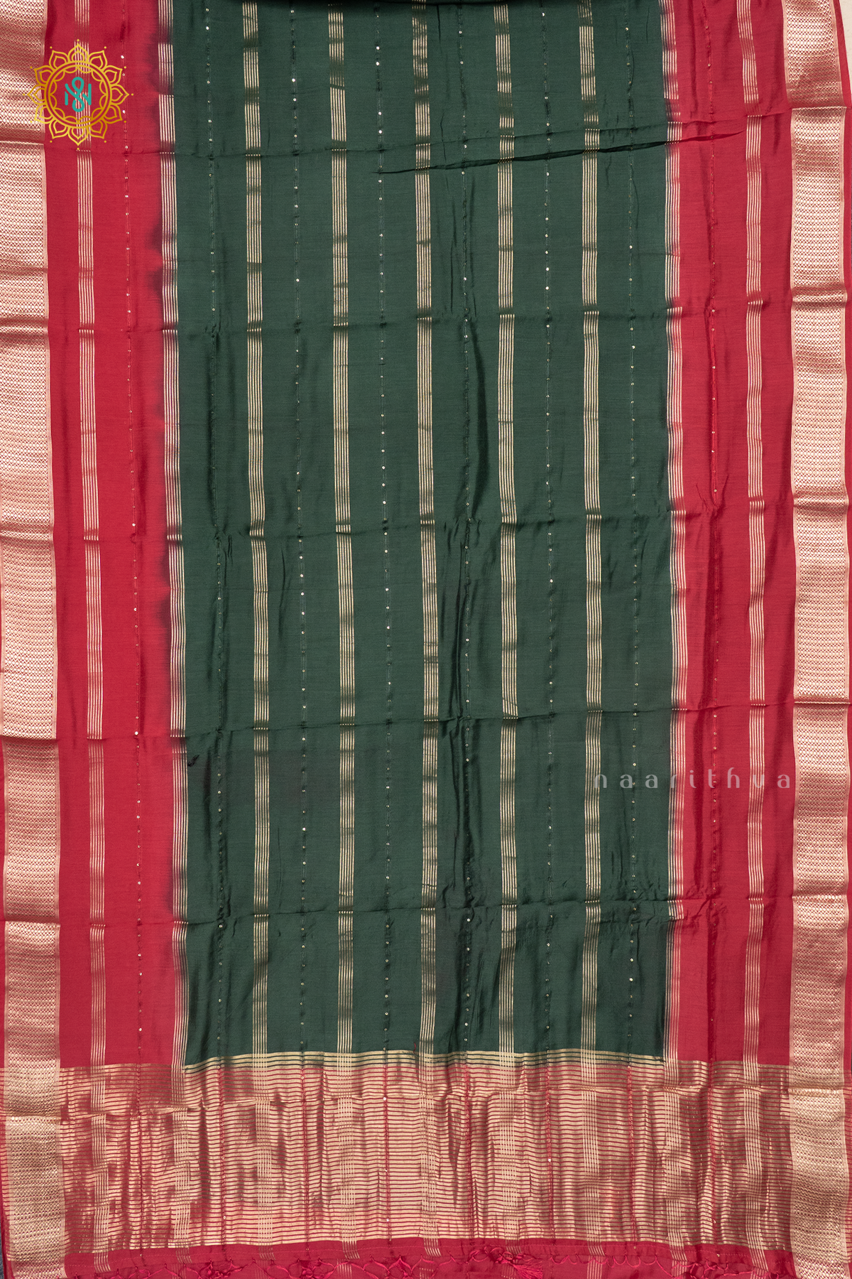 BOTTLE GREEN WITH RED - BUTTER CREPE