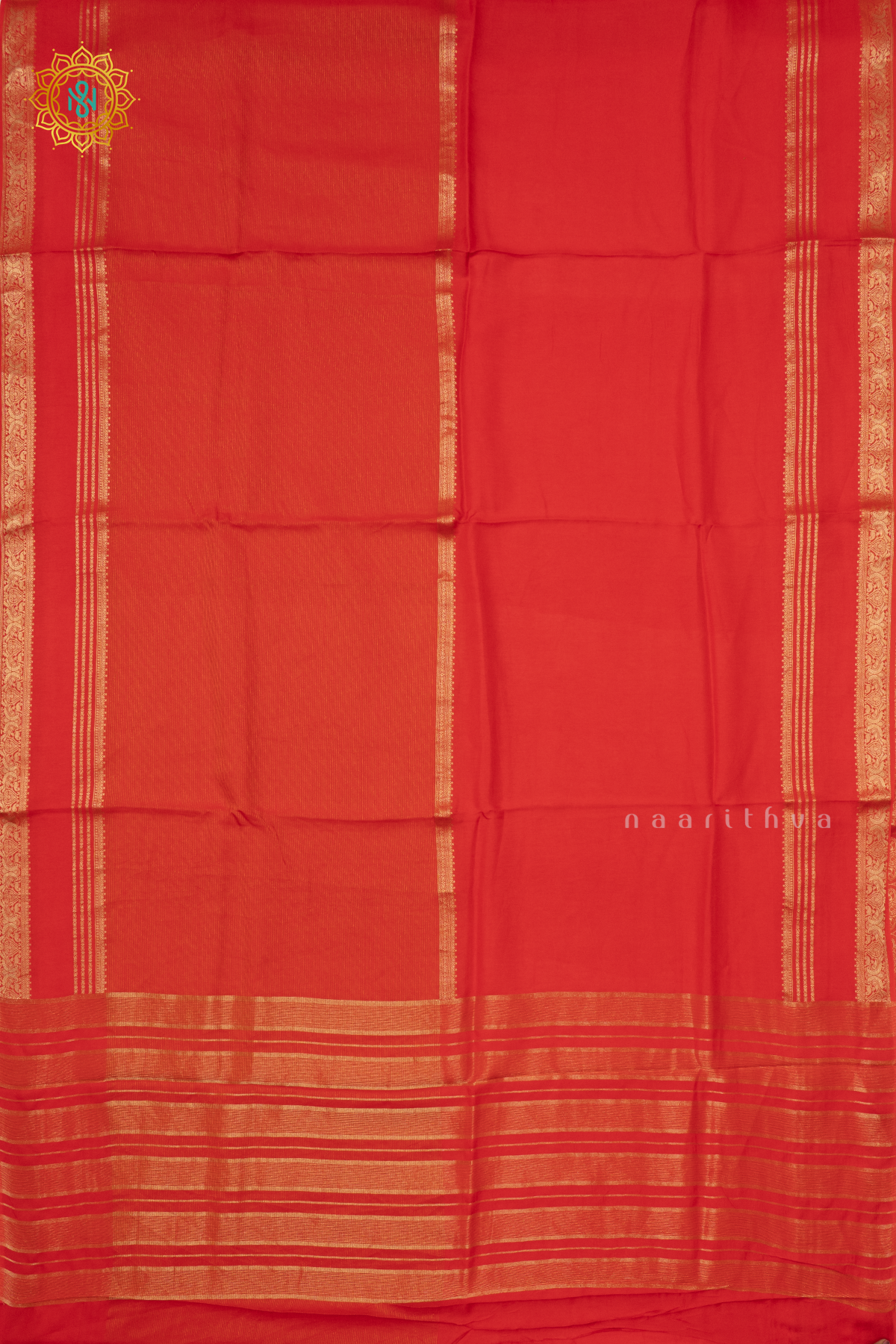 RED WITH GREEN -MSEMI CREPE SILK