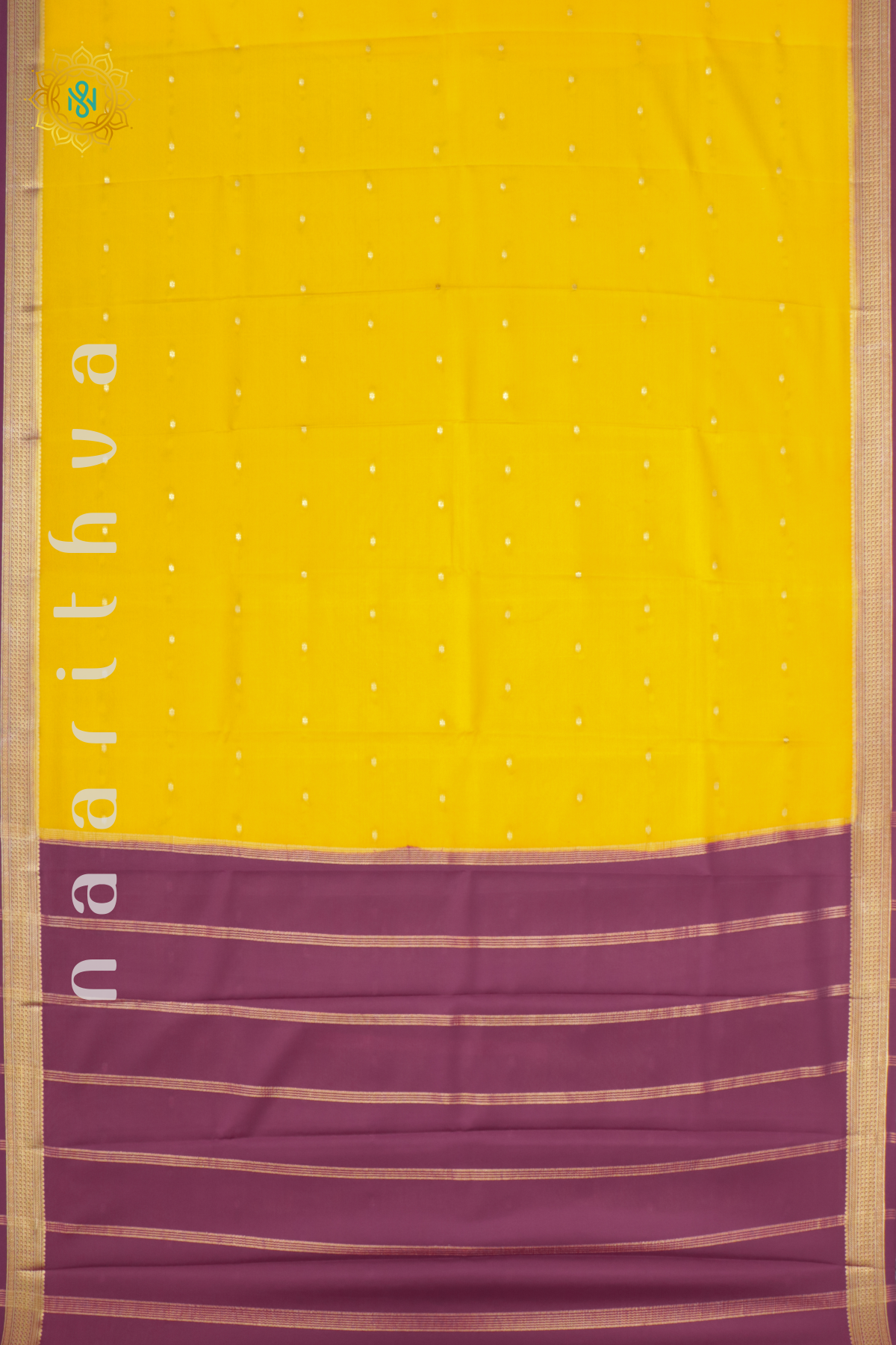 YELLOW WITH WINE - PURE MYSORE CREPE SILK