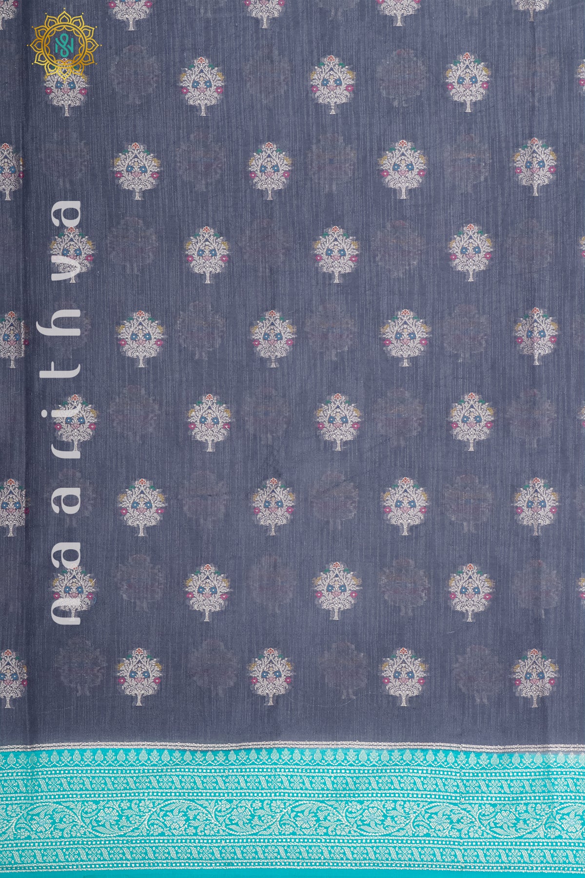 GREY WITH SKY BLUE - JUTE COTTON