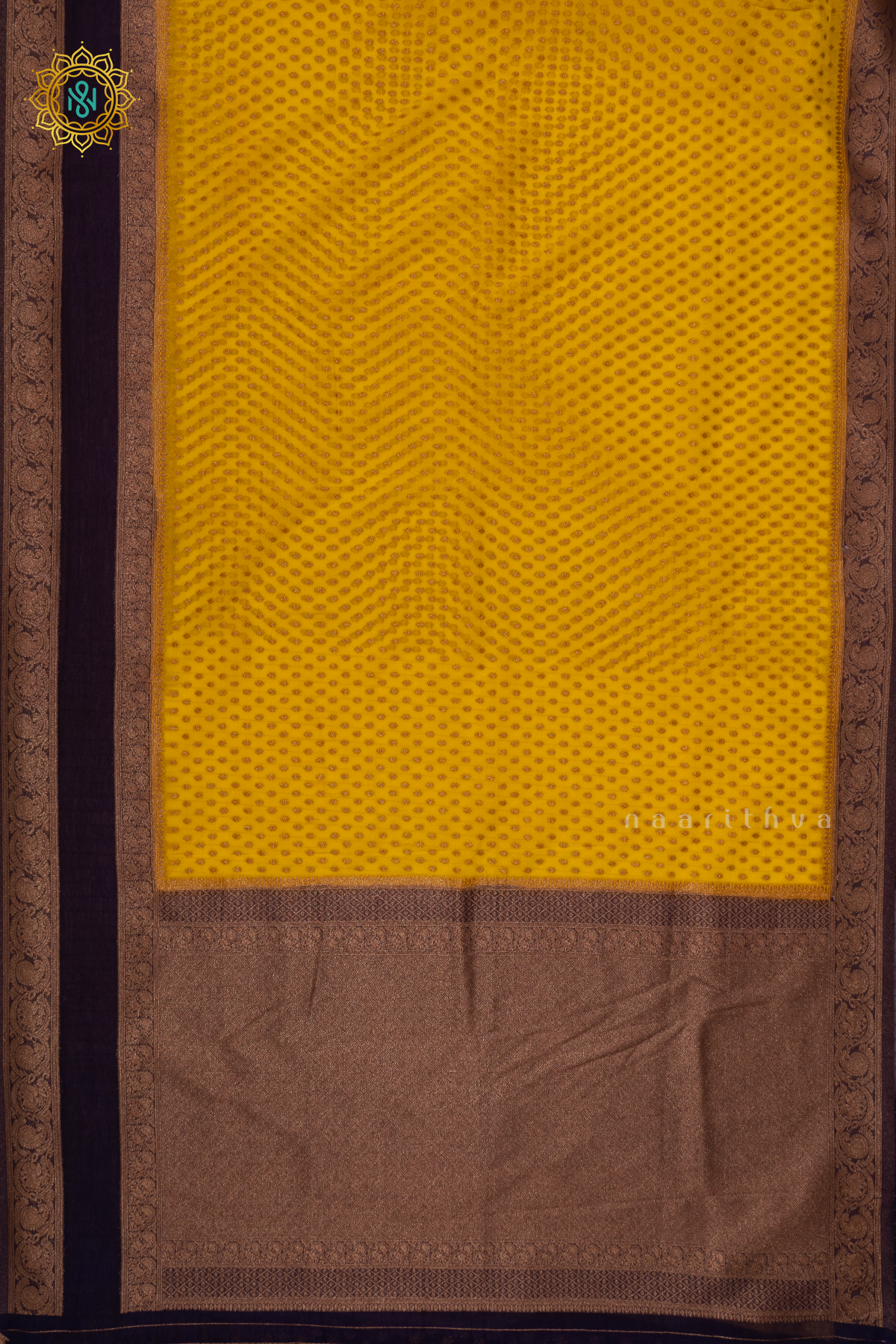 YELLOW WITH PURPLE - SEMI CREPE GEORGETTE