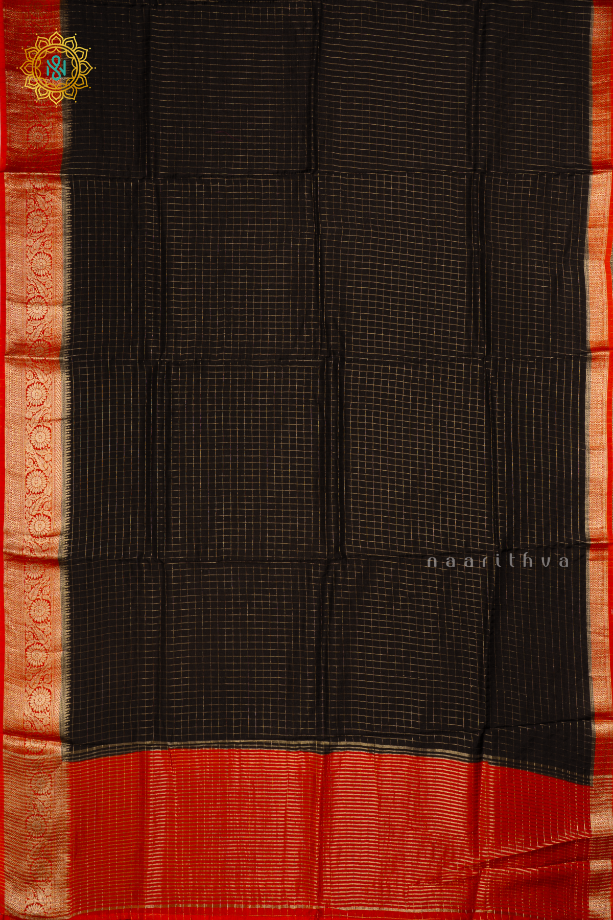Black With Red - Semi Crepe Silk Saree