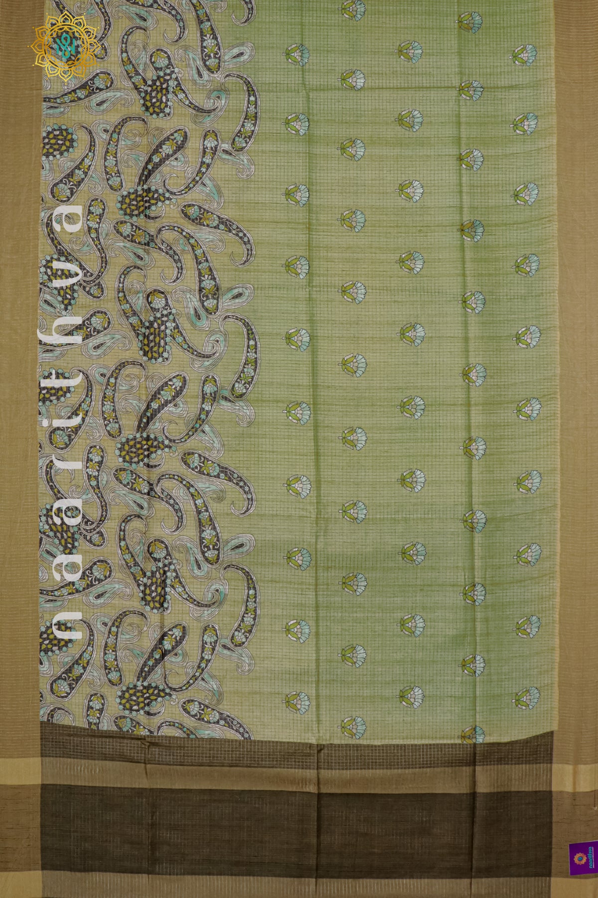 LIGHT GREEN WITH OLIVE GREEN - SEMI TUSSAR SILK