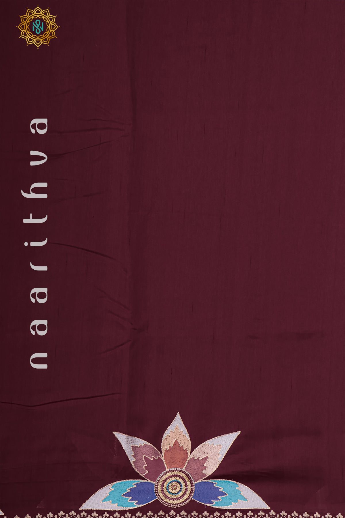 MAROON - SEMI TUSSAR SILK WITH EMBROIDERY