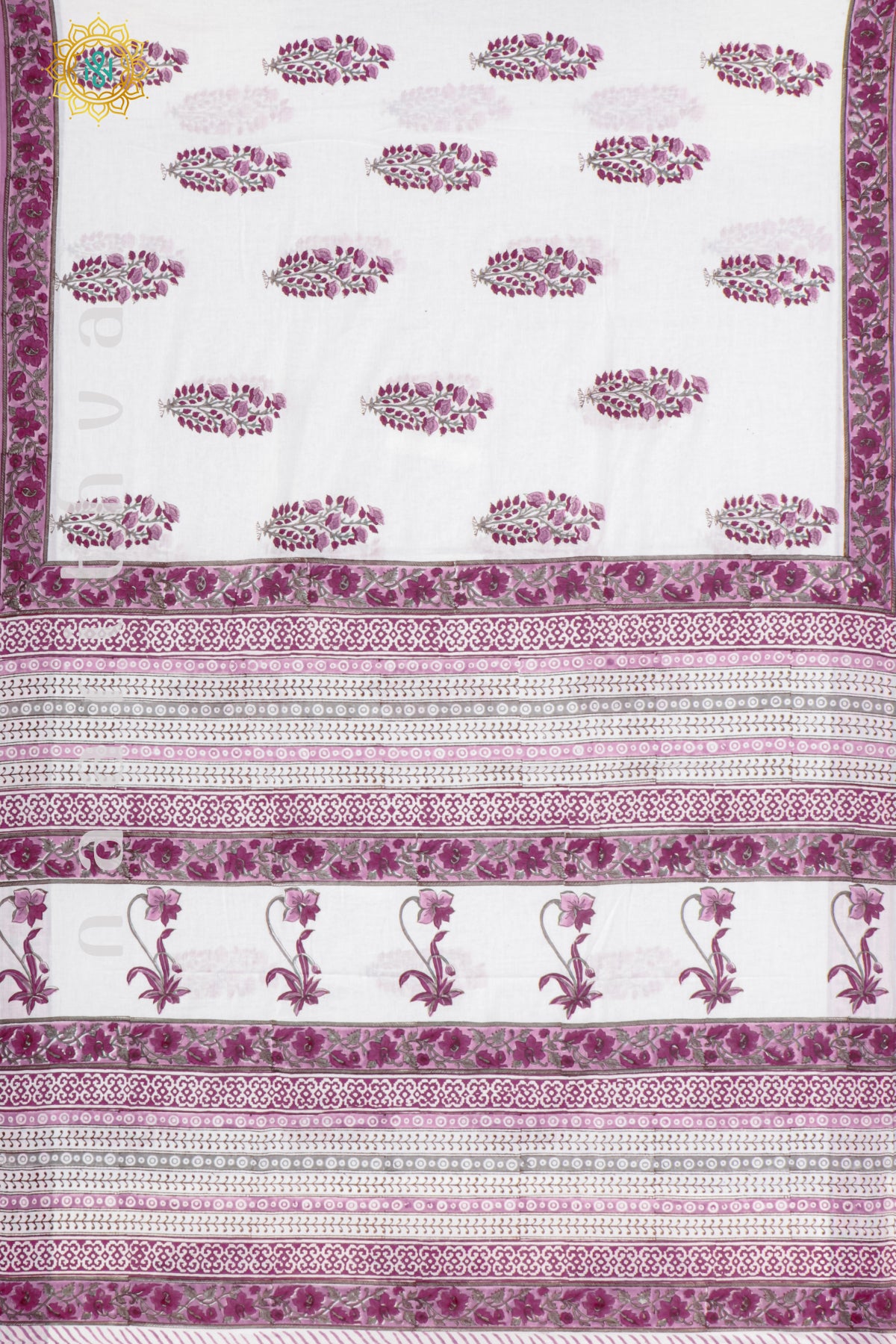 WHITE WITH MAGENTA - MUL COTTON