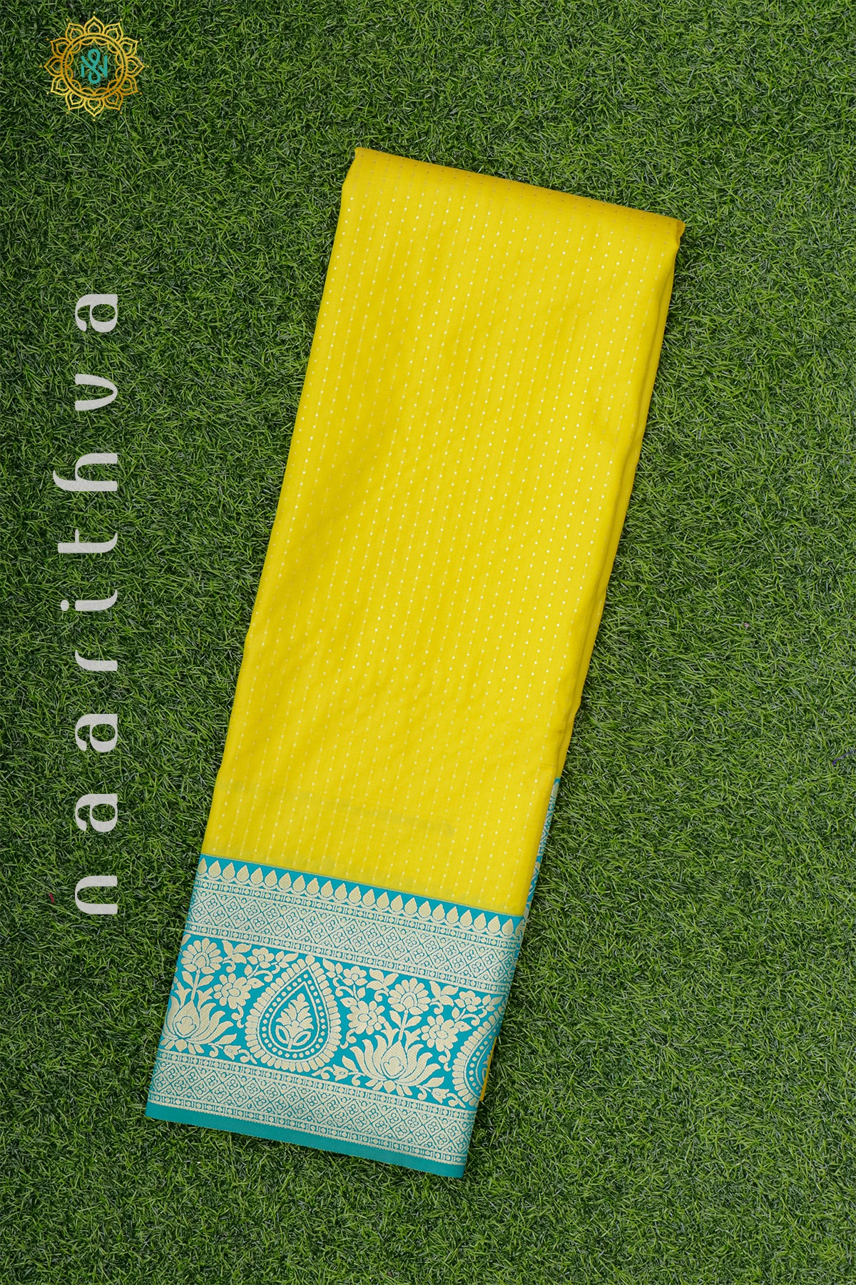 YELLOW WITH CYAN GREEN - SEMI SILK