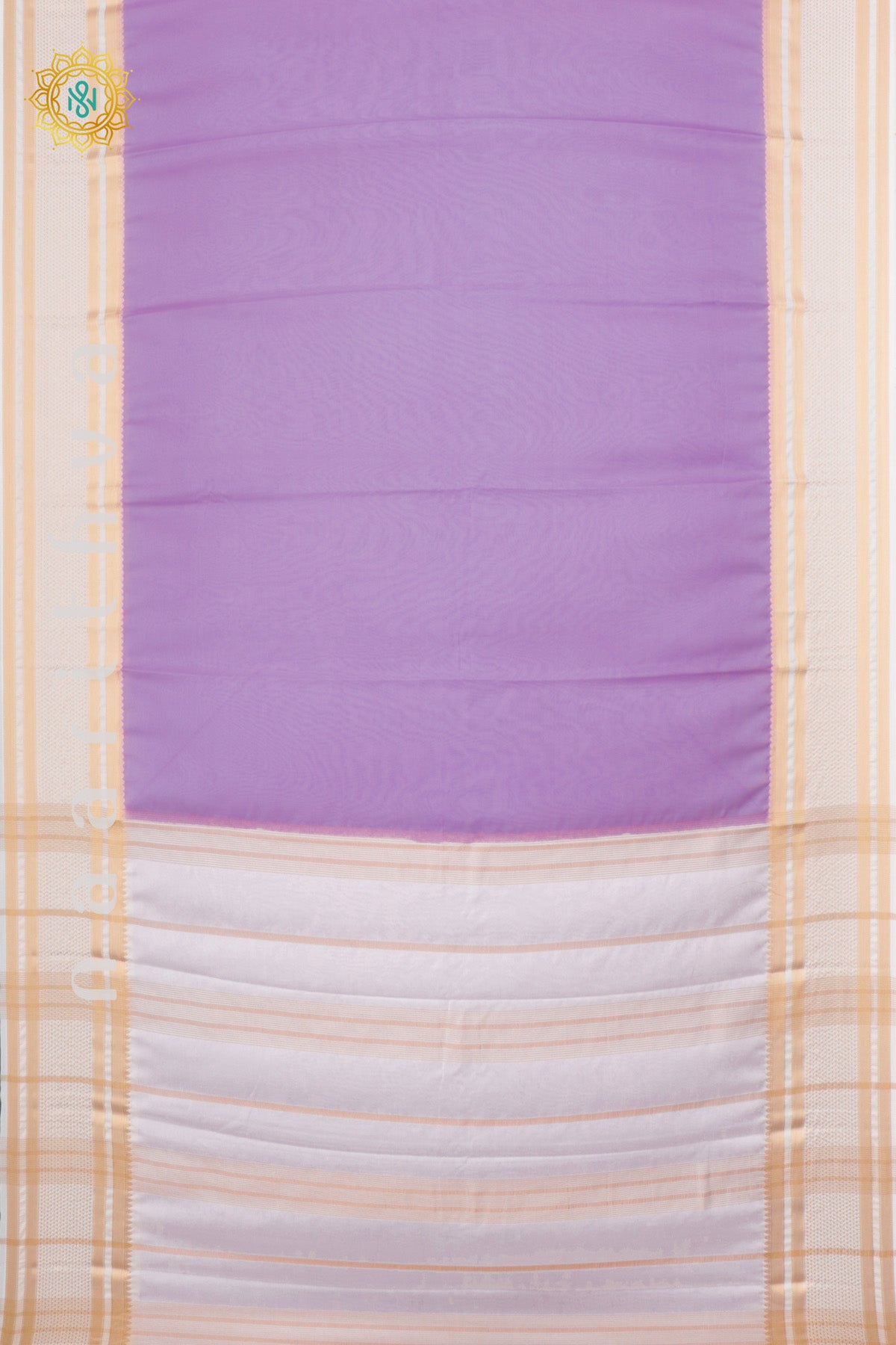 LAVENDER WITH WHITE - SEMI MYSORE CREPE SILK