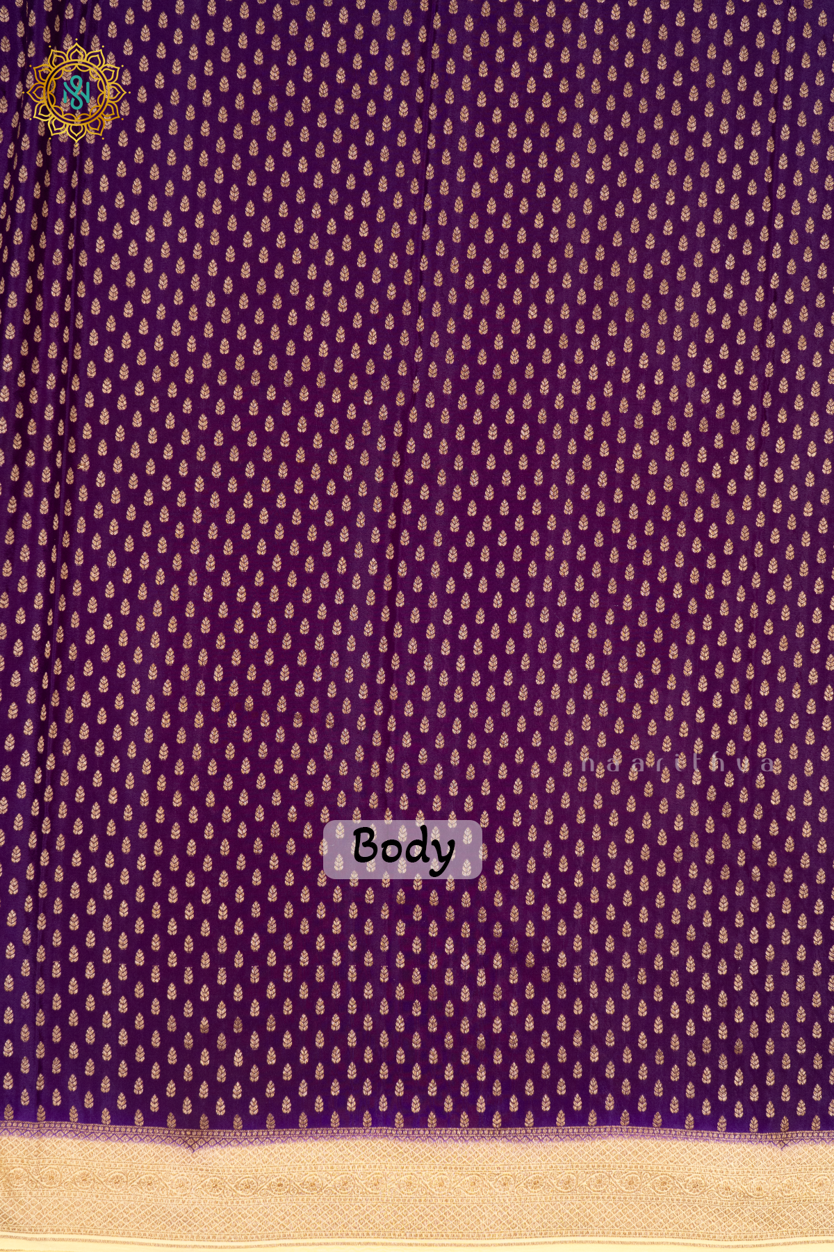 PURPLE WITH OFF WHITE - PURE BANRASI CREPE SILK