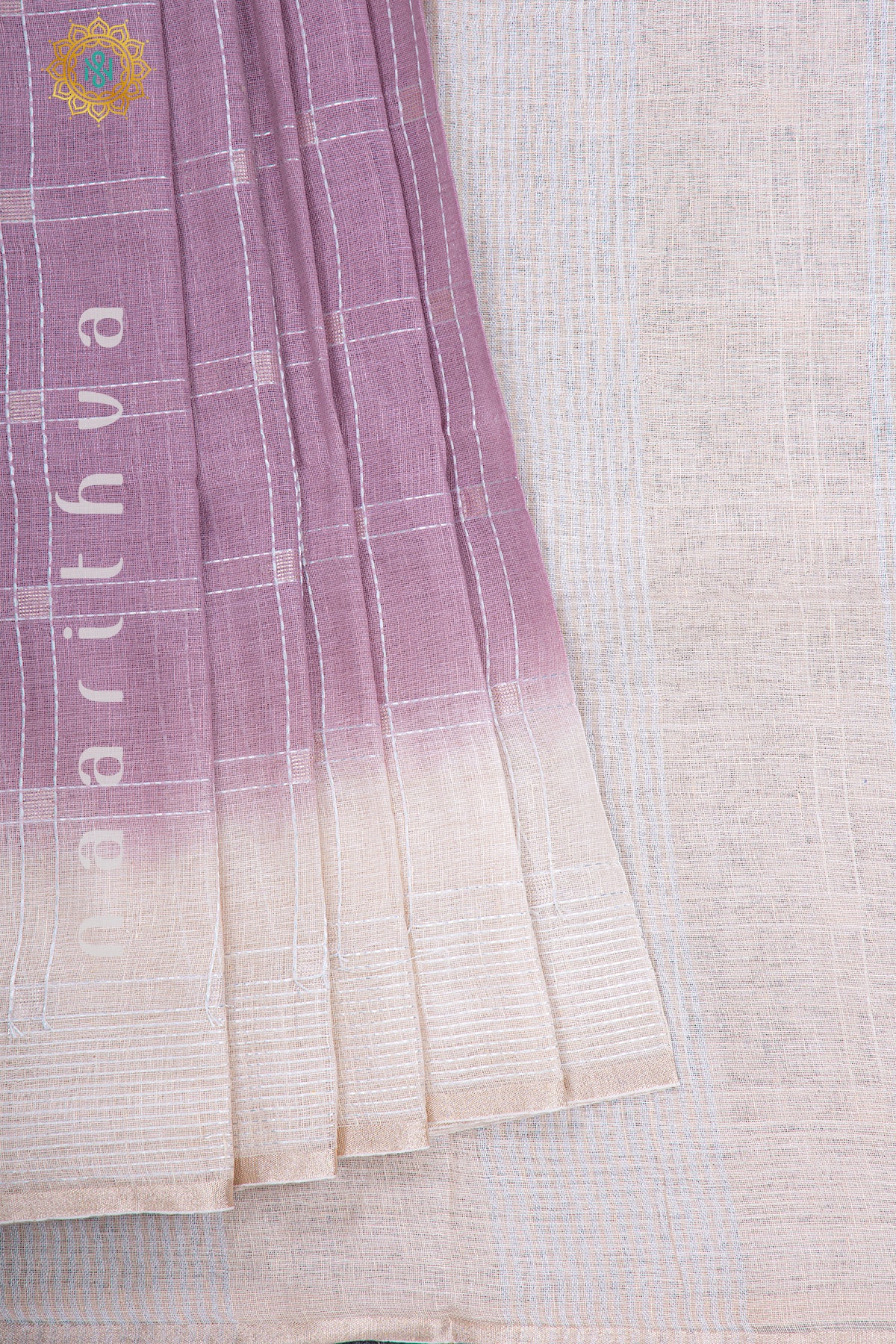 LAVENDER WITH OFF WHITE - PURE LINEN