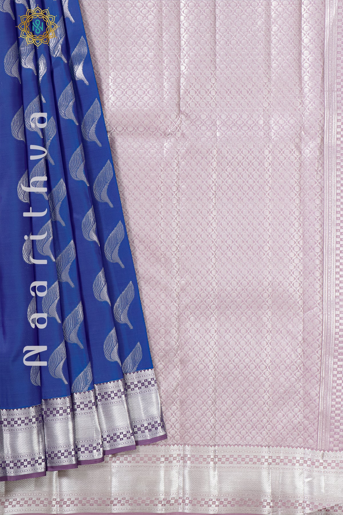 BLUE WITH MAUVE - KANJIVARAM PURE MIX