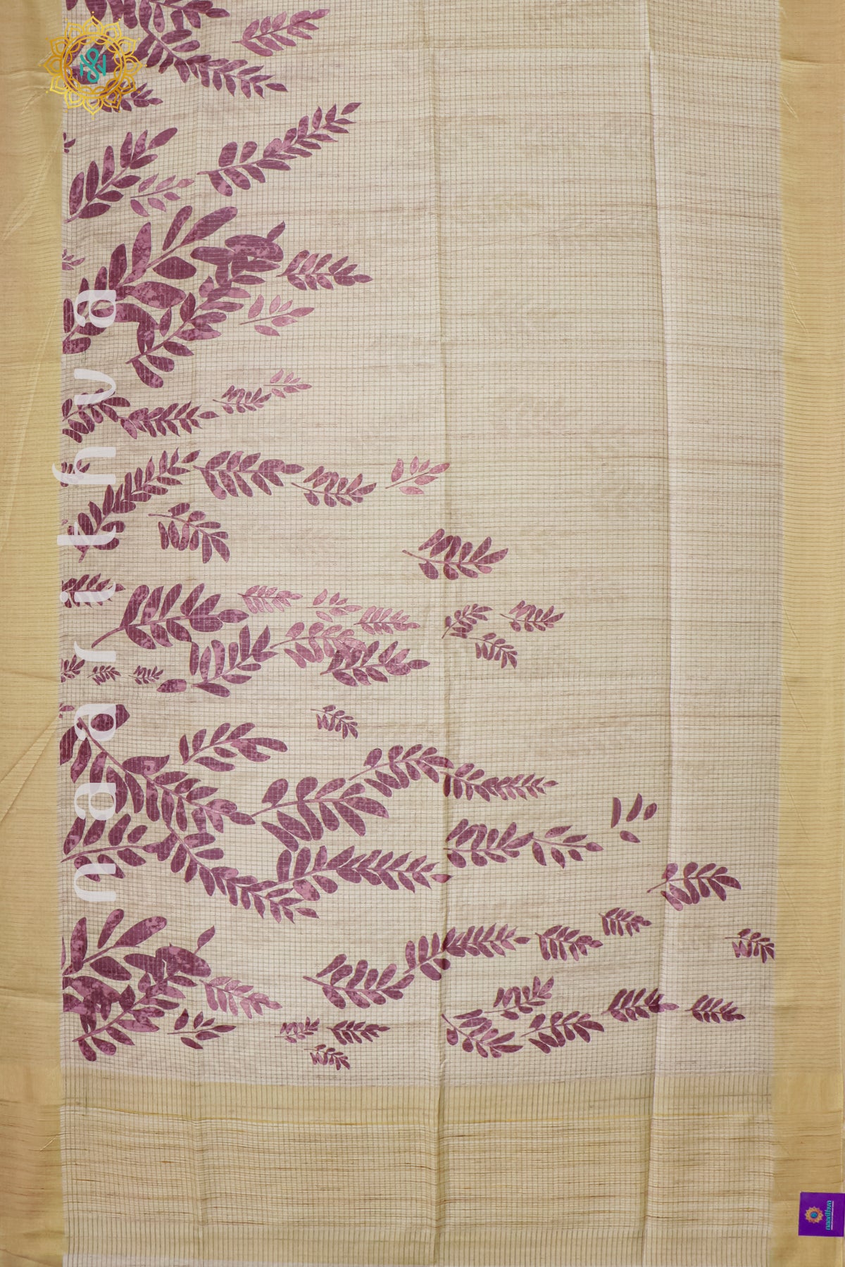 BIEGE WITH MAGENTA - SEMI TUSSAR SILK