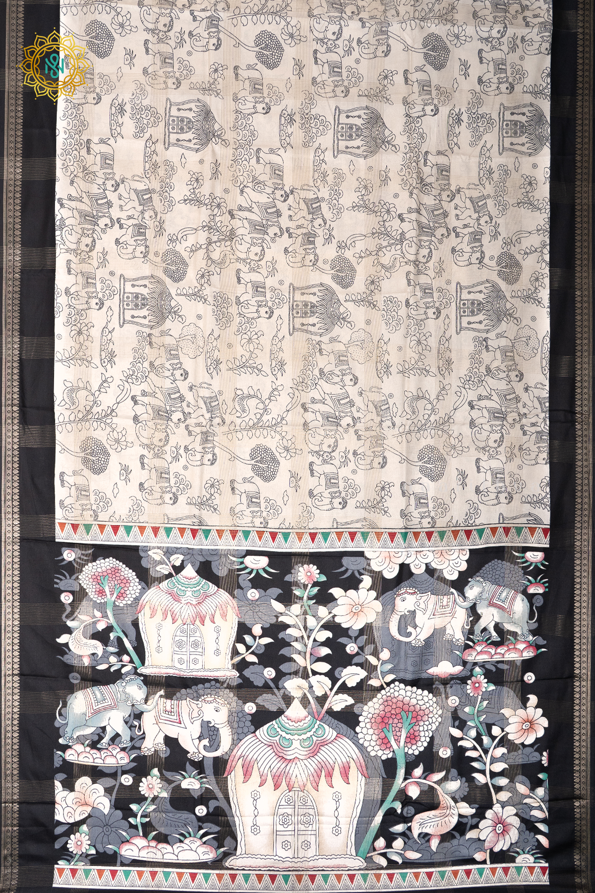 WHITE WITH BLACK - SEMI SILK