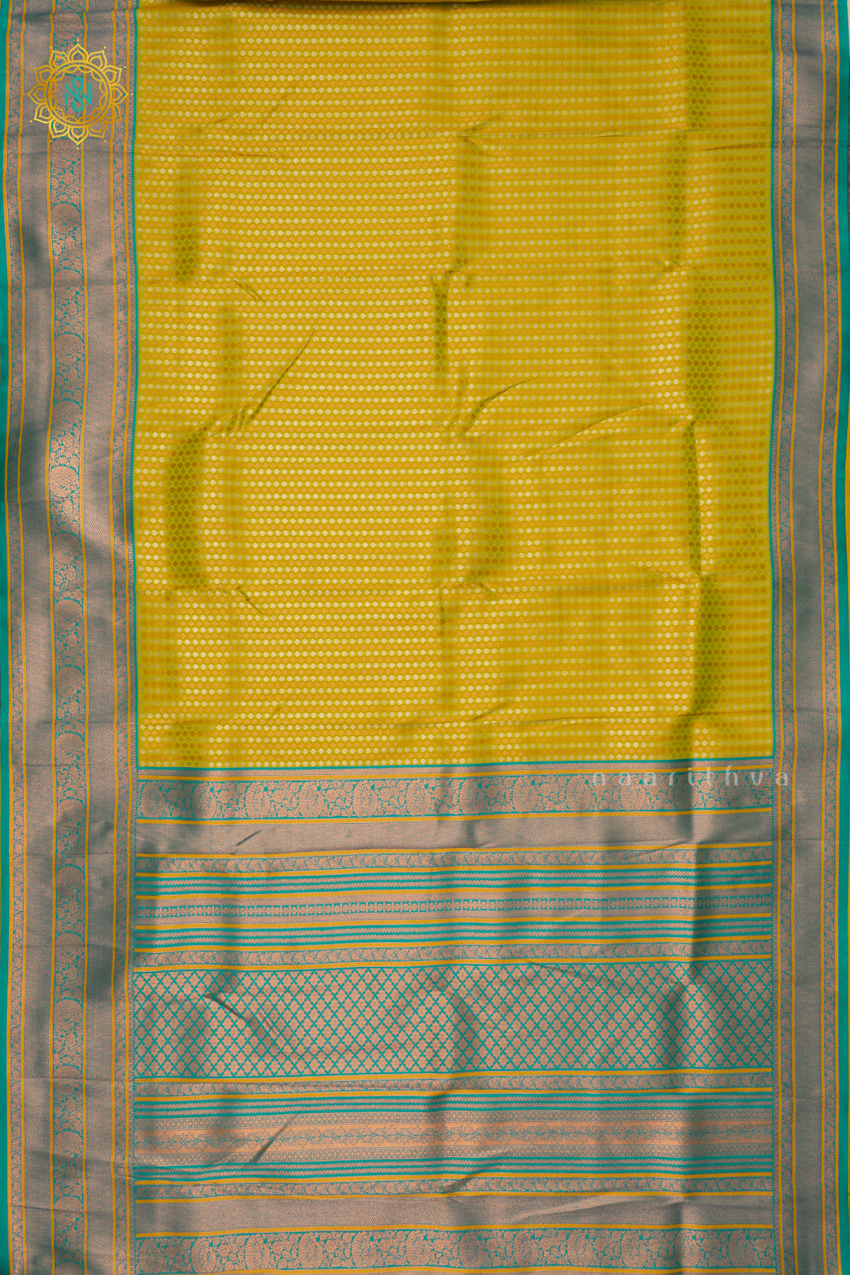 LEMON YELLOW WITH CYAN GREEN - SEMI KANCHI