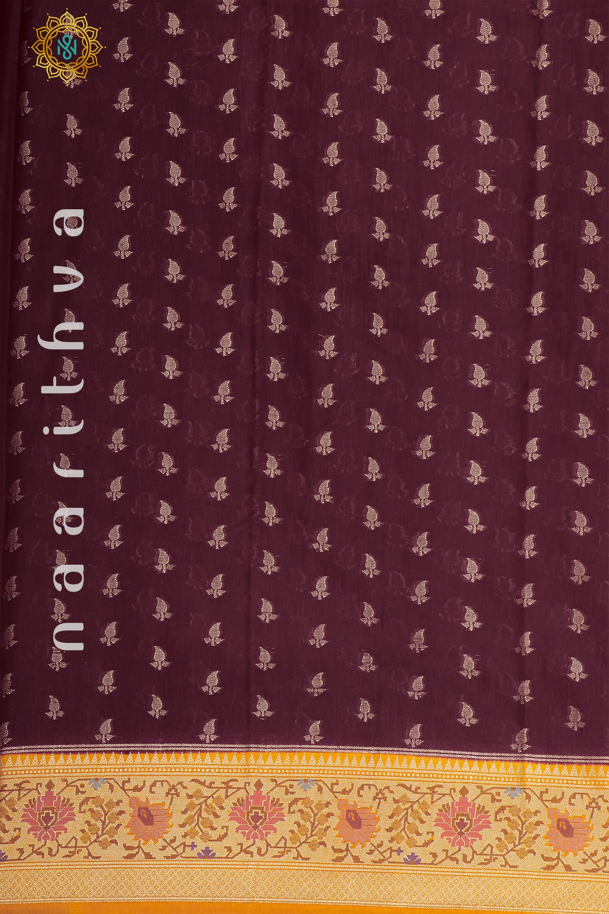 MAROON WITH ORANGE - JUTE COTTON