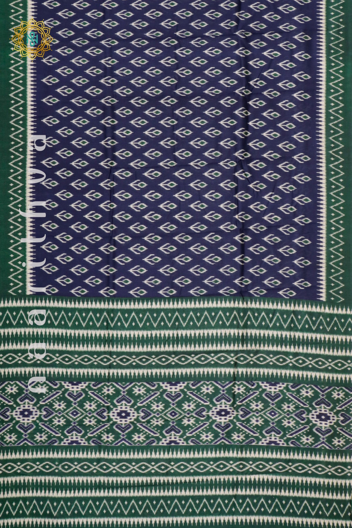 NAVY BLUE WITH GREEN - DOLA SILK