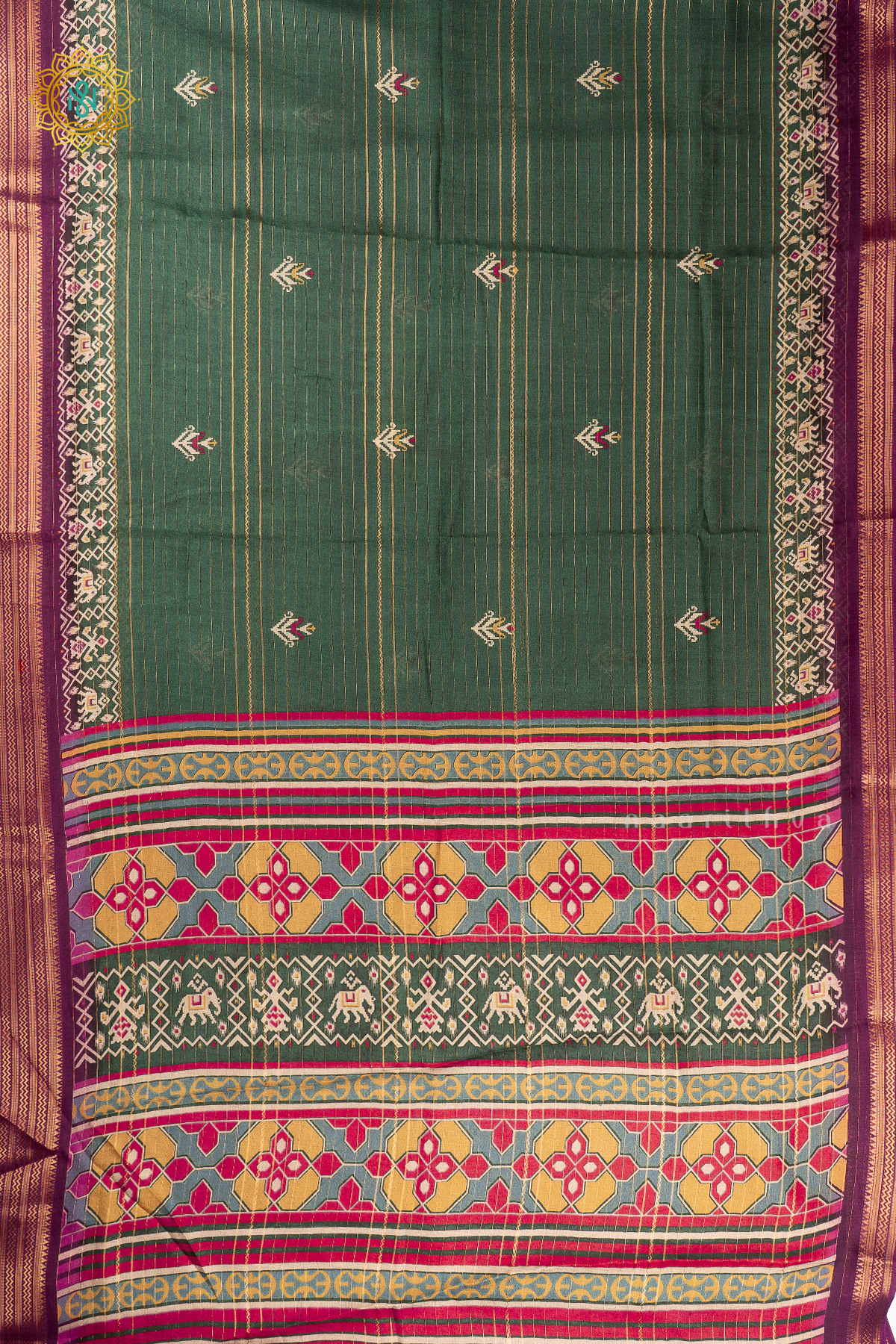 BOTTLE GREEN WITH WINE - SEMI GEORGETTE