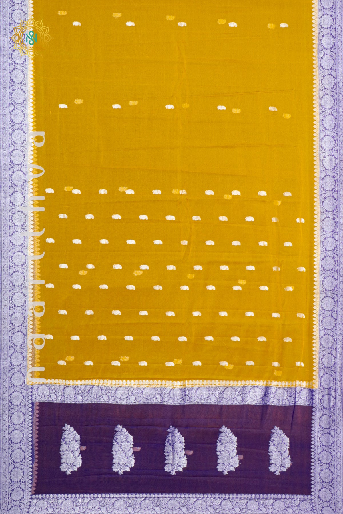 YELLOW WITH PURPLE - PURE CHIFFON BANARAS