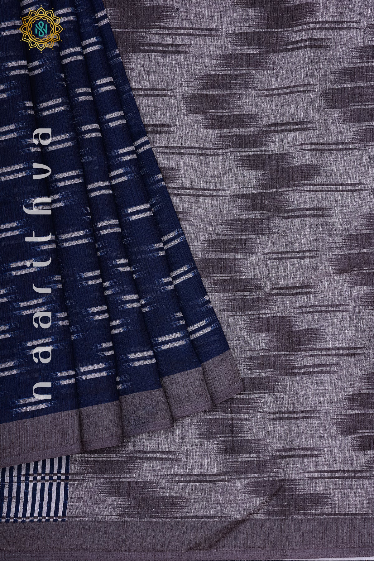 NAVY BLUE WITH GREY - JUTE COTTON