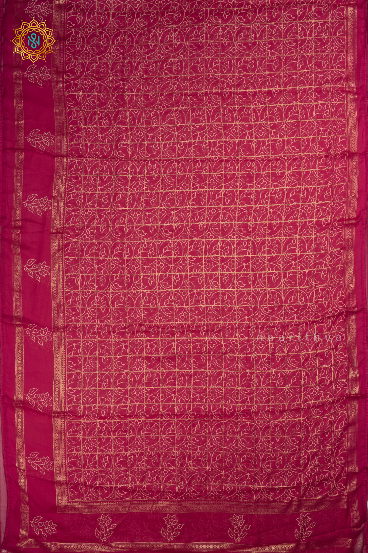 Pink Chiffon Georgette Saree Allover Printed Body And Zari Checks With Zari Gap Border