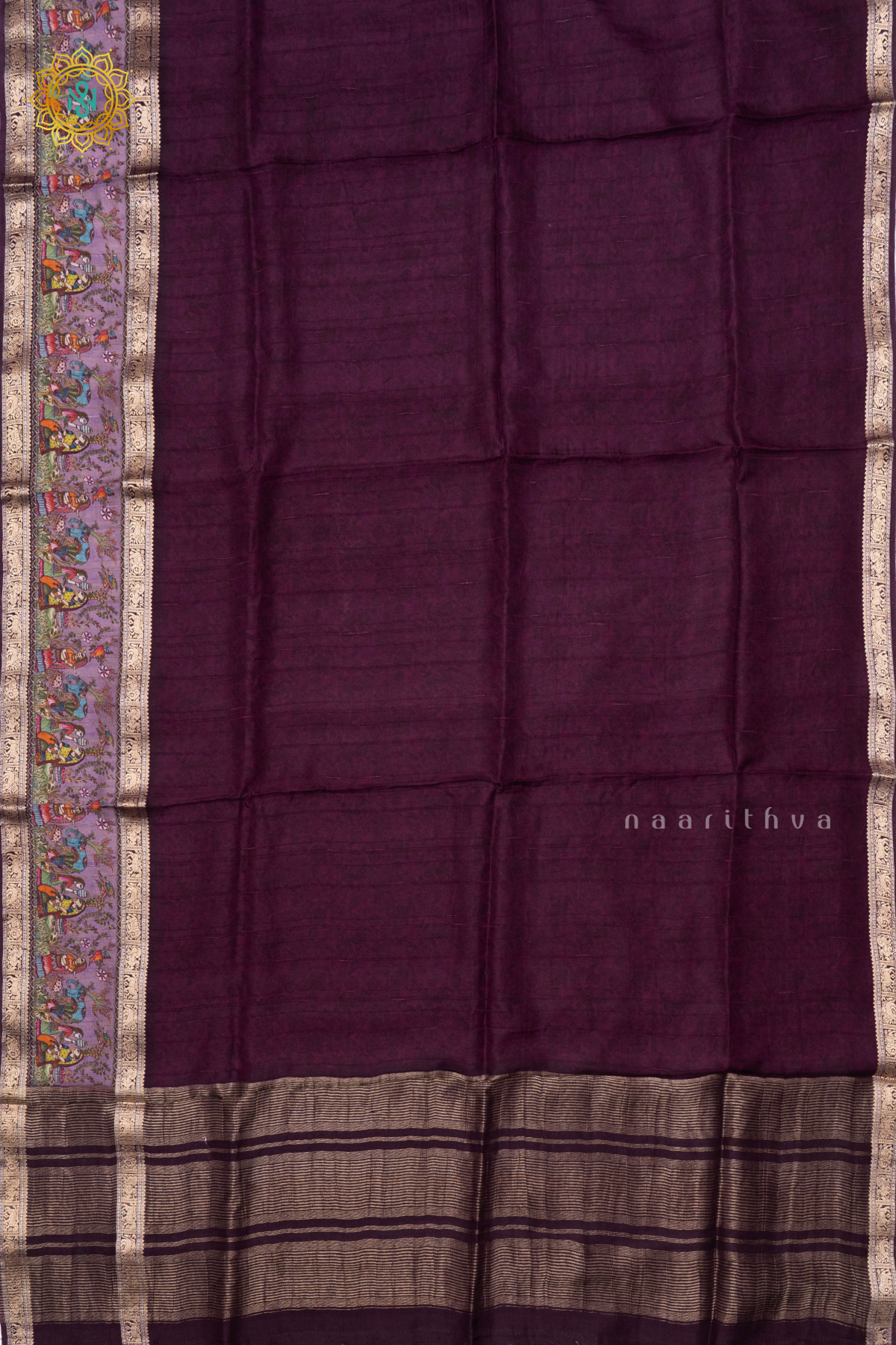 PURPLE WITH LAVENDER - SEMI CREPE SILK