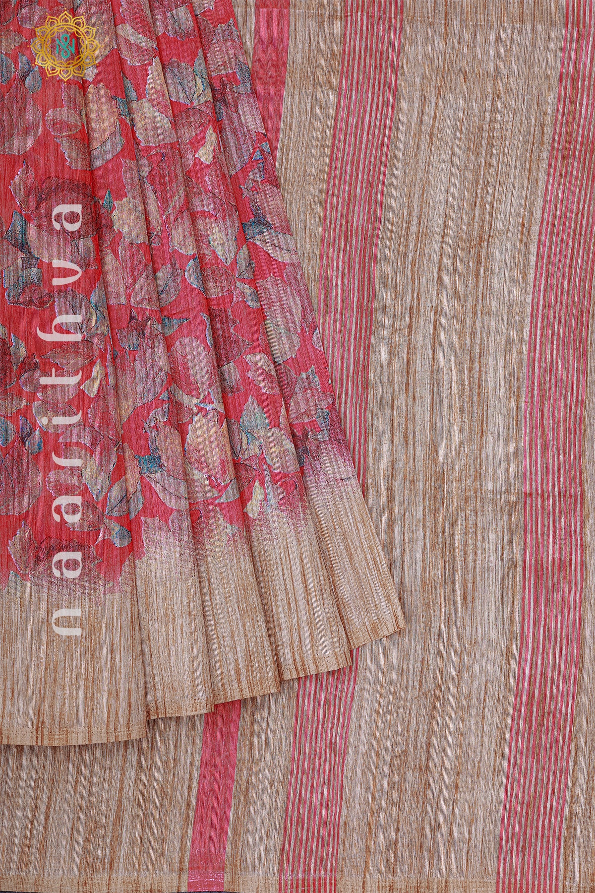 PINK WITH BIEGE - JUTE COTTON