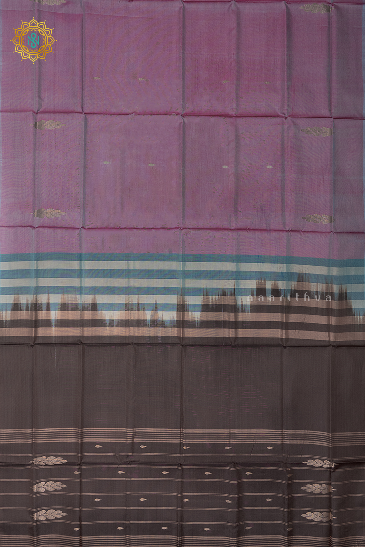 DUAL SHADE OF MAGENTA & BLUE WITH BROWN - BANANA PITH