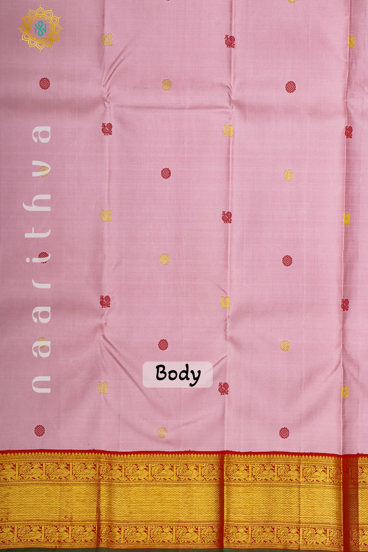 LIGHT PINK WITH RED - PURE KANJIVARAM SILK