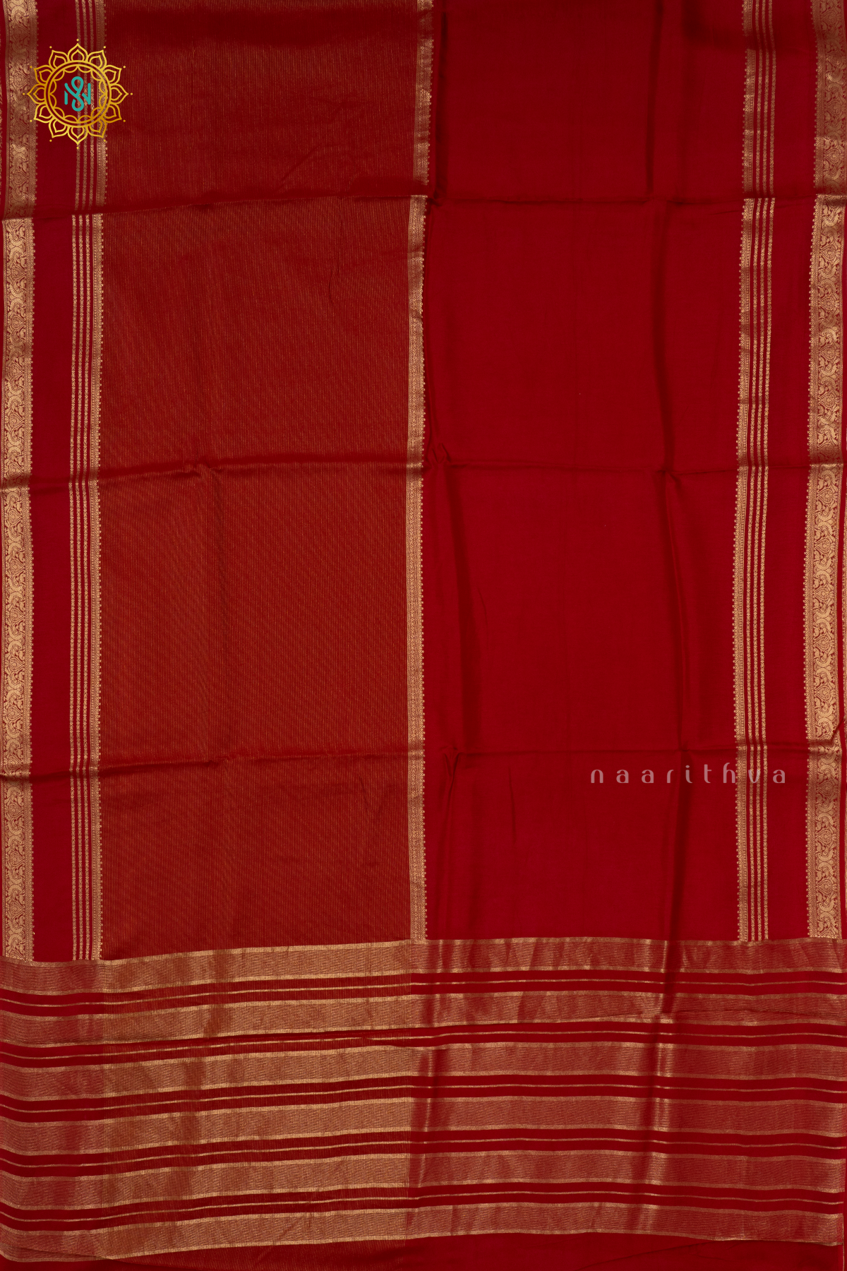 MAROON WITH YELLOW - SEMI CREPE SILK