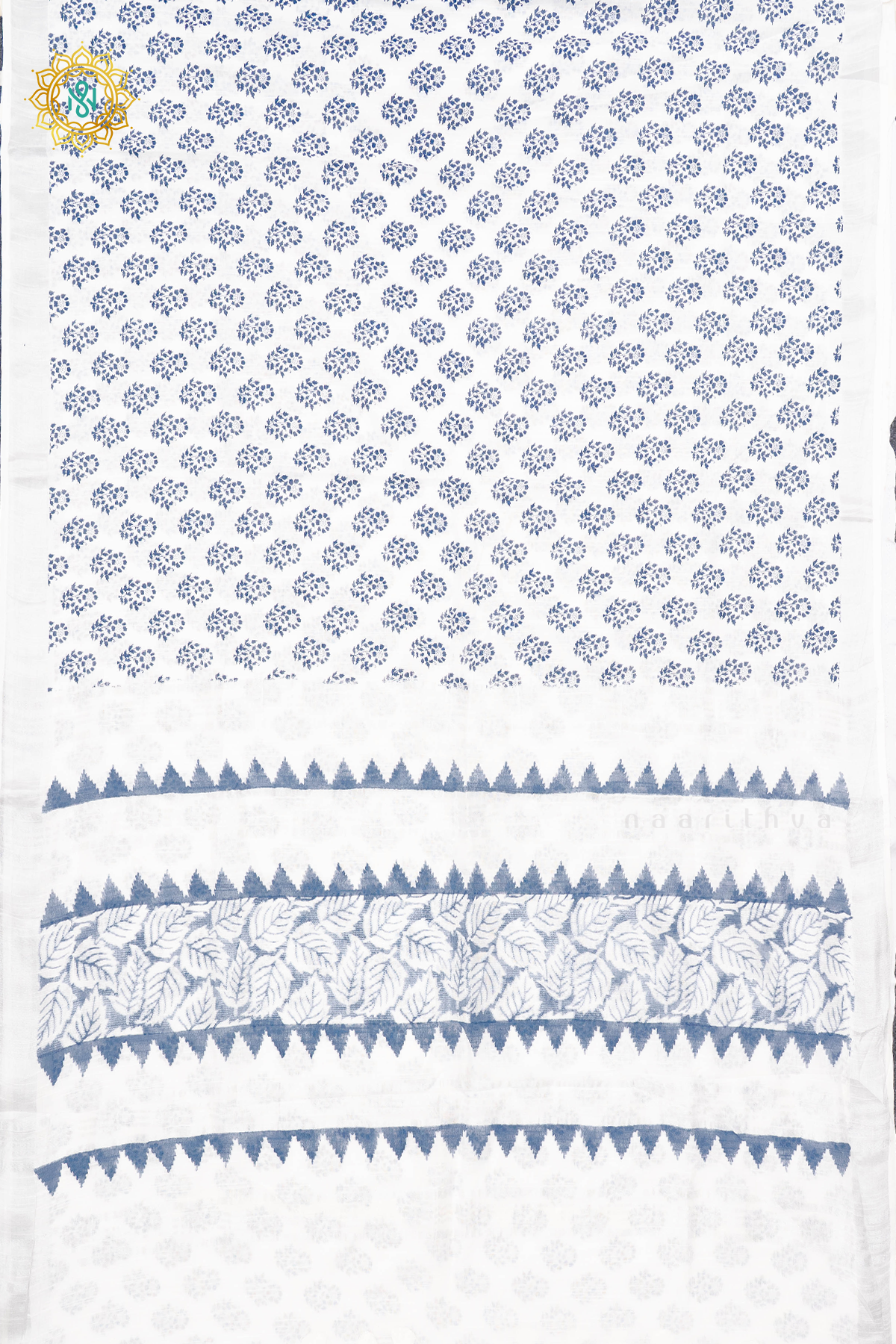 WHITE WITH BLUE - LINEN BY COTTON