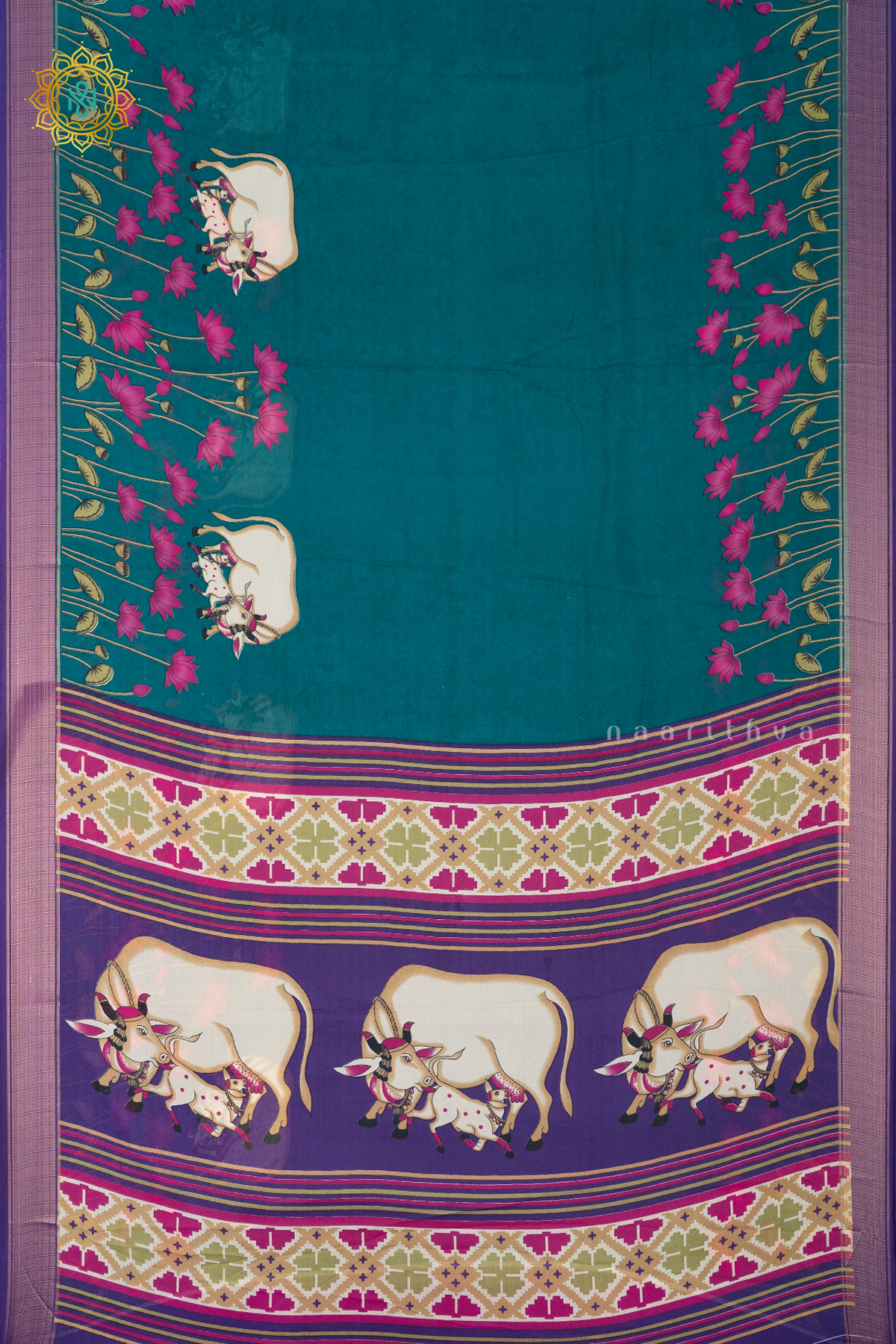 SKY BLUE WITH PURPLE - SEMI GEORGETTE