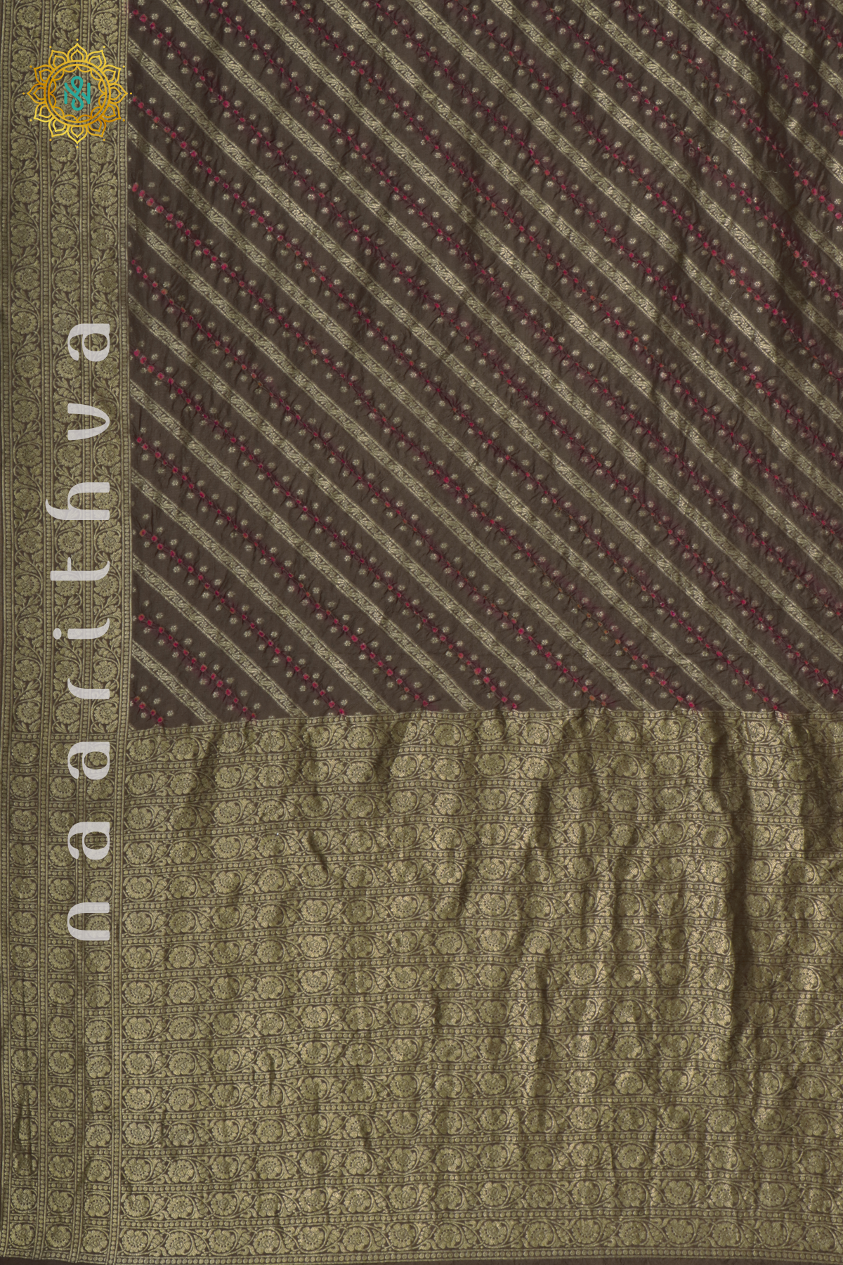 BROWN - PURE BANARASI KATAN TIE & DYE