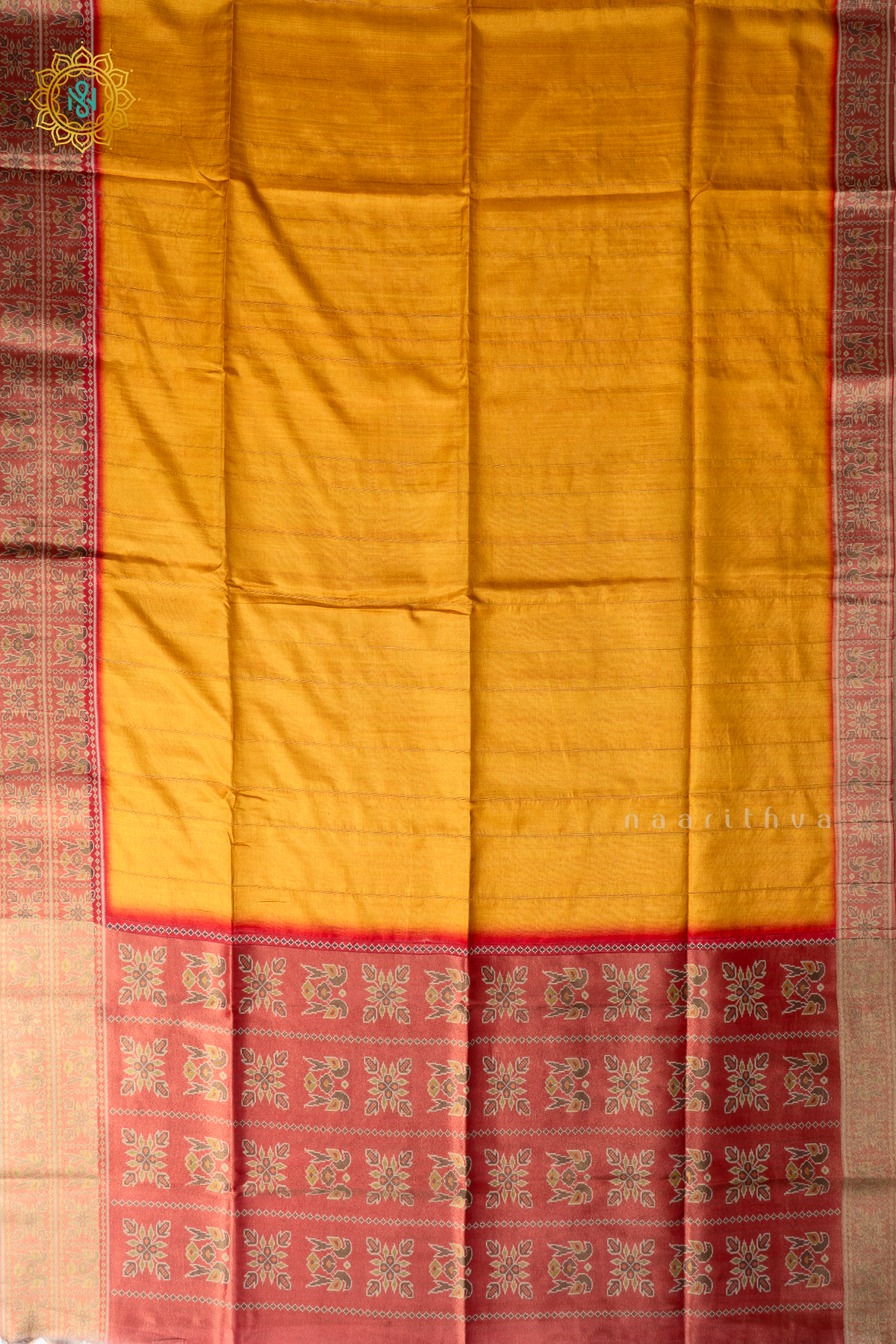 YELLOW WITH RED - SEMI TUSSAR SILK